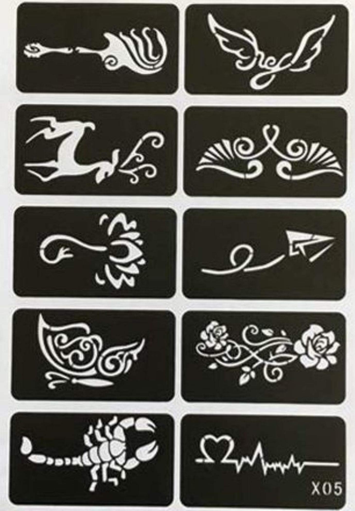 Ivana's Heena Mehandi Tatto Stencil Set for | Hand | Body | Fingure | Face | Heena Art Temporary Tatto for Kids, Girls & Women, Design - NIV-388-picture-15