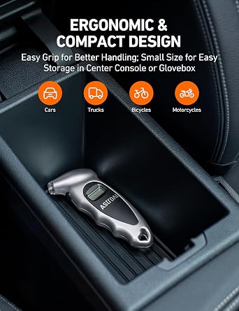 AstroAI Digital Tire Pressure Gauge 0-150PSI Calibrated to ANSI B40.7 +/-1PSI, 4 Units for Car Truck with Backlight LCD, Silver, 2Pack