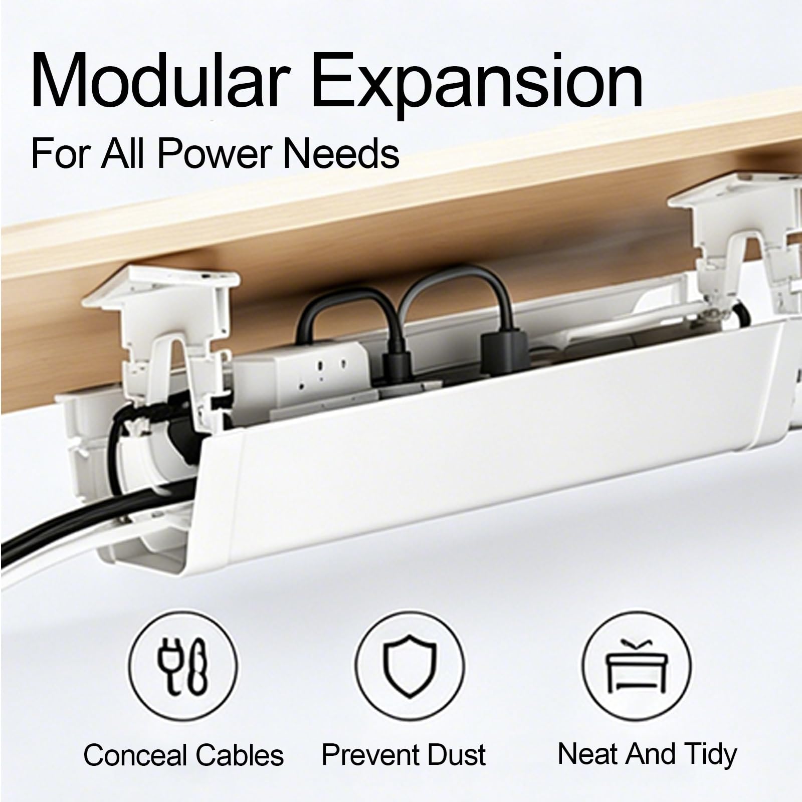 Organizador Cables para Escritorio Canaleta Cables Pared Adhesivo con Altura Ajustable para Oficinas en Casa(Black,55cm/21.7in)