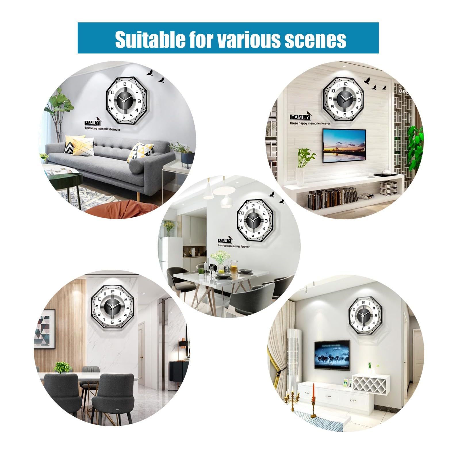 Amazon.co.jp: 寝室用時計、サイレントモダン大型壁掛け時計電池式