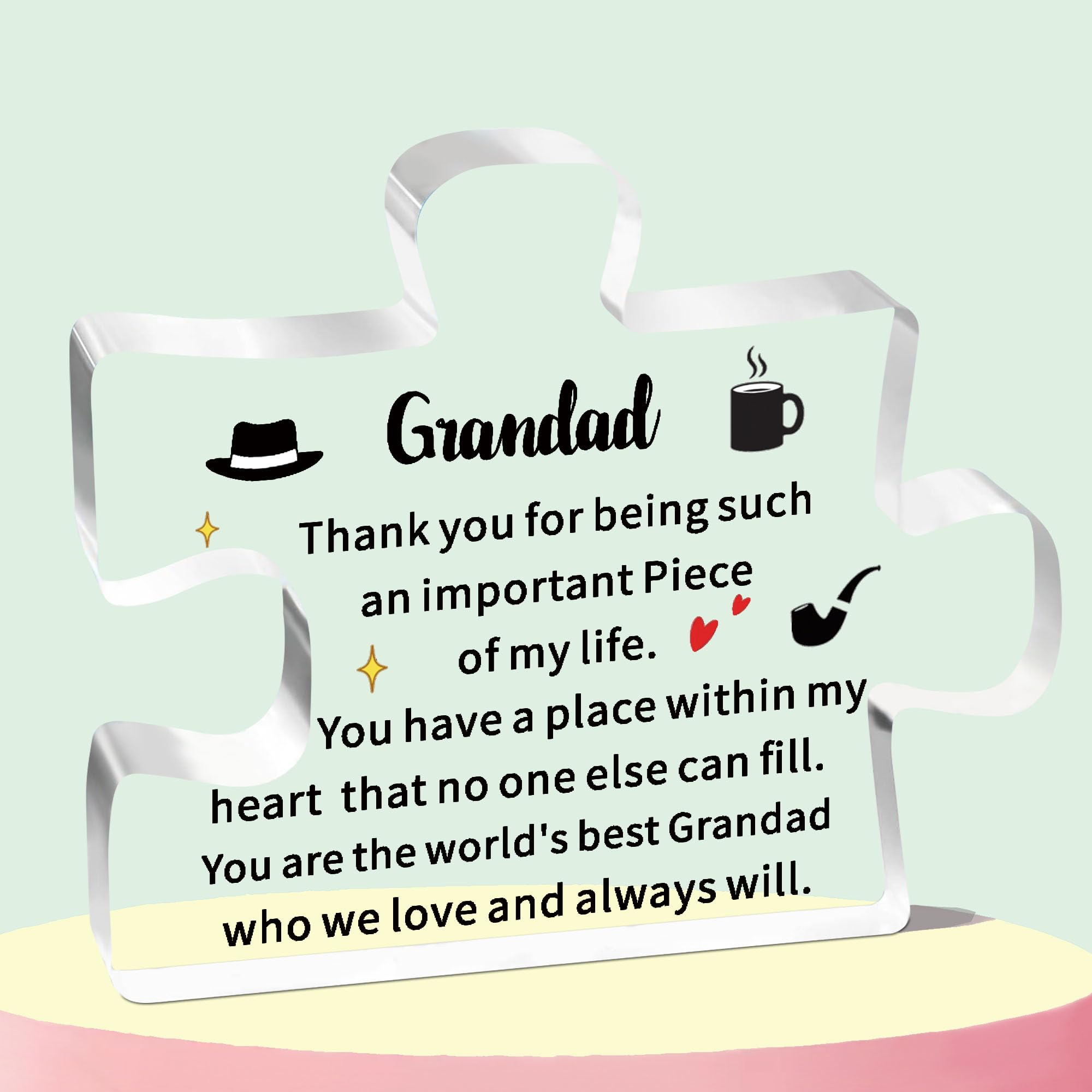 WTOPPGrandad Gifts From Grandson Granddaughter Grandad Puzzle Grandad Acrylic Plaque Grandad Presents Fathers Day Christmas Birthday Gifts For Grandad Grandpa Grandfather