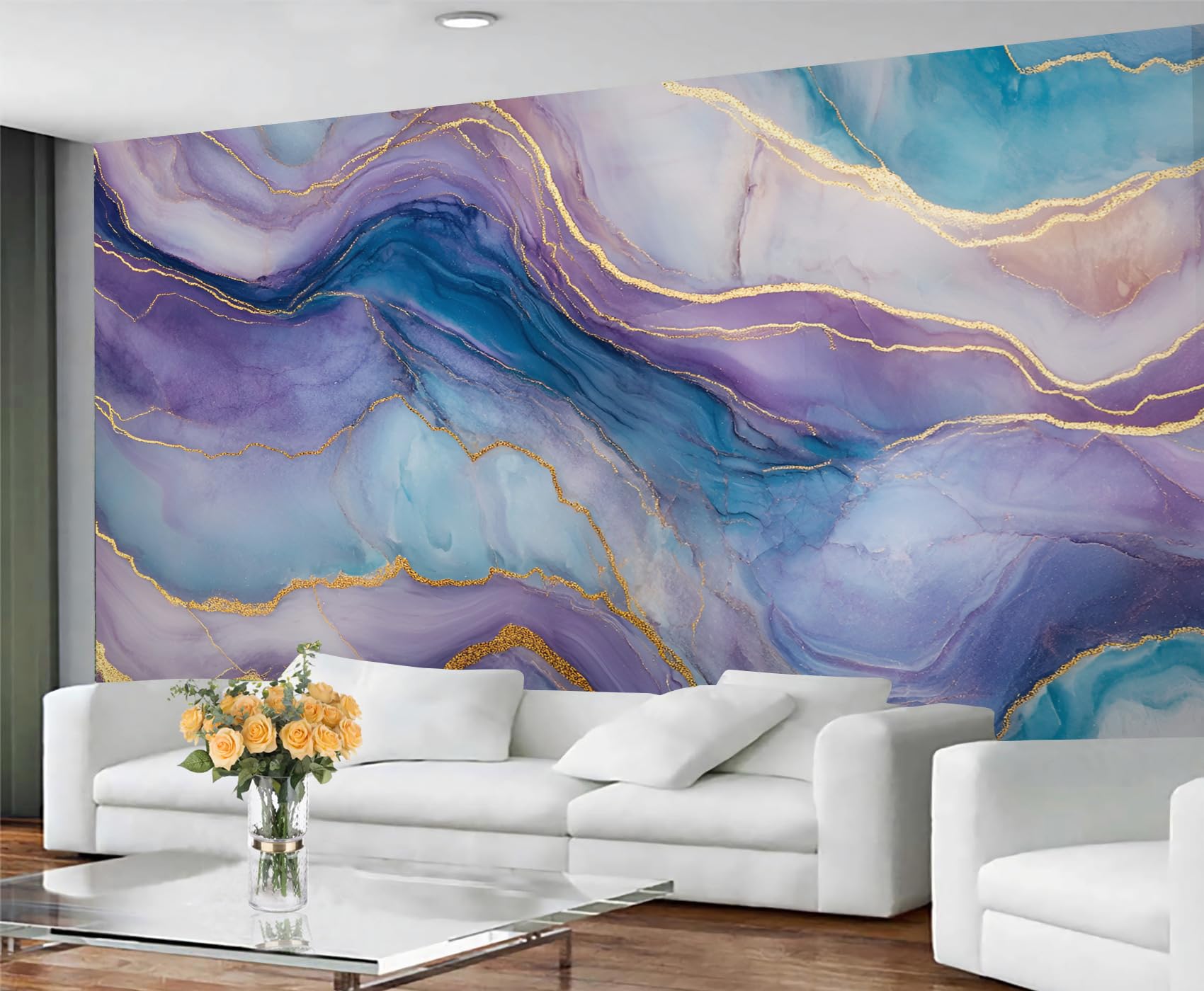 GIVLWF Marble Wallpaper, Luxury Stone Texture Peel and Stick Wallpaper for Bedroom, Renter Friendly Wall Paper for Living Room, Gradient Marble Wall Mural - Large Home Decor 280x200 cm — image 1