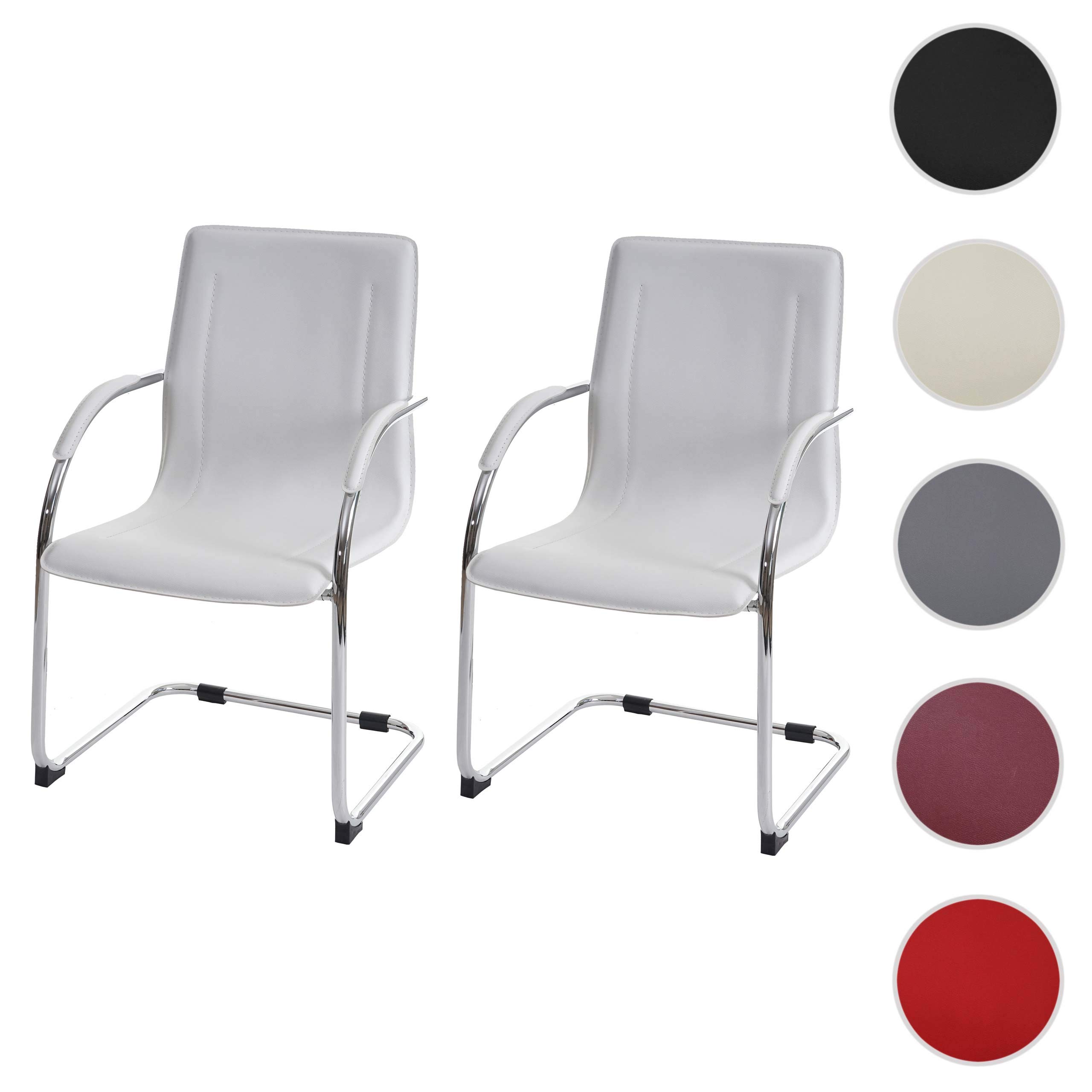 PROREGAL 2er-Set Konferenzstuhl Sammy HxBxT 93x56x56cm Sitzhöhe 47cm Besucherstuhl Freischwinger Weiß Wartezimmer Büro