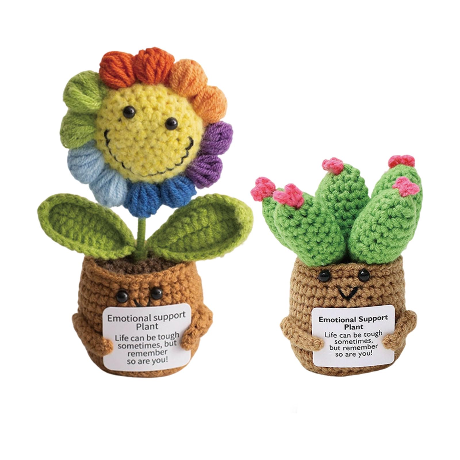 LIUQOBN 2 Pcs Emotional Support Handmade Crochet Gift Crochet Sunflower Plant For Family Friends Encouragement Party Decoration Her Mother Teacher Girlsfriends Colleagues