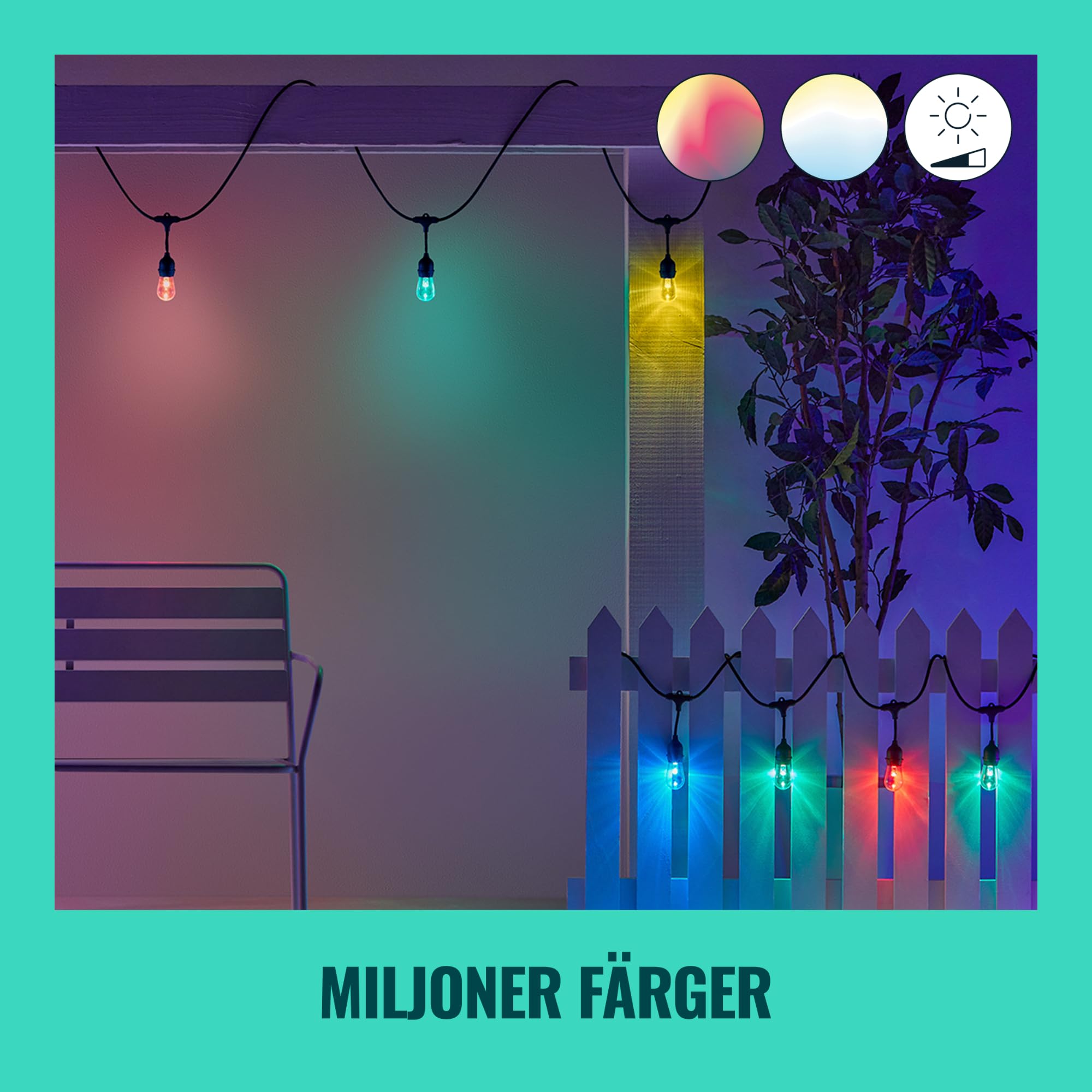 WiZ smarte Lichterkette Tunable White & Color, dimmbar, 16 Mio. Farben, smarte Steuerung per App/Stimme über WLAN