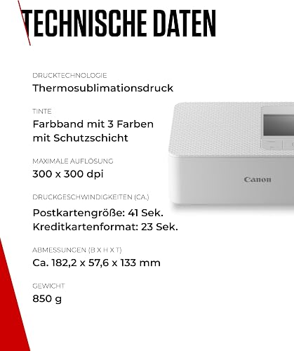 Canon SELPHY CP1500 Imprimante Photo Portable – Impression sans Fil, Impressions Durables, Connectivité USB-C & Carte SD – Imprimante Portable Idéale pour Le Scrapbooking et Les Albums Photo, Blanc - 8