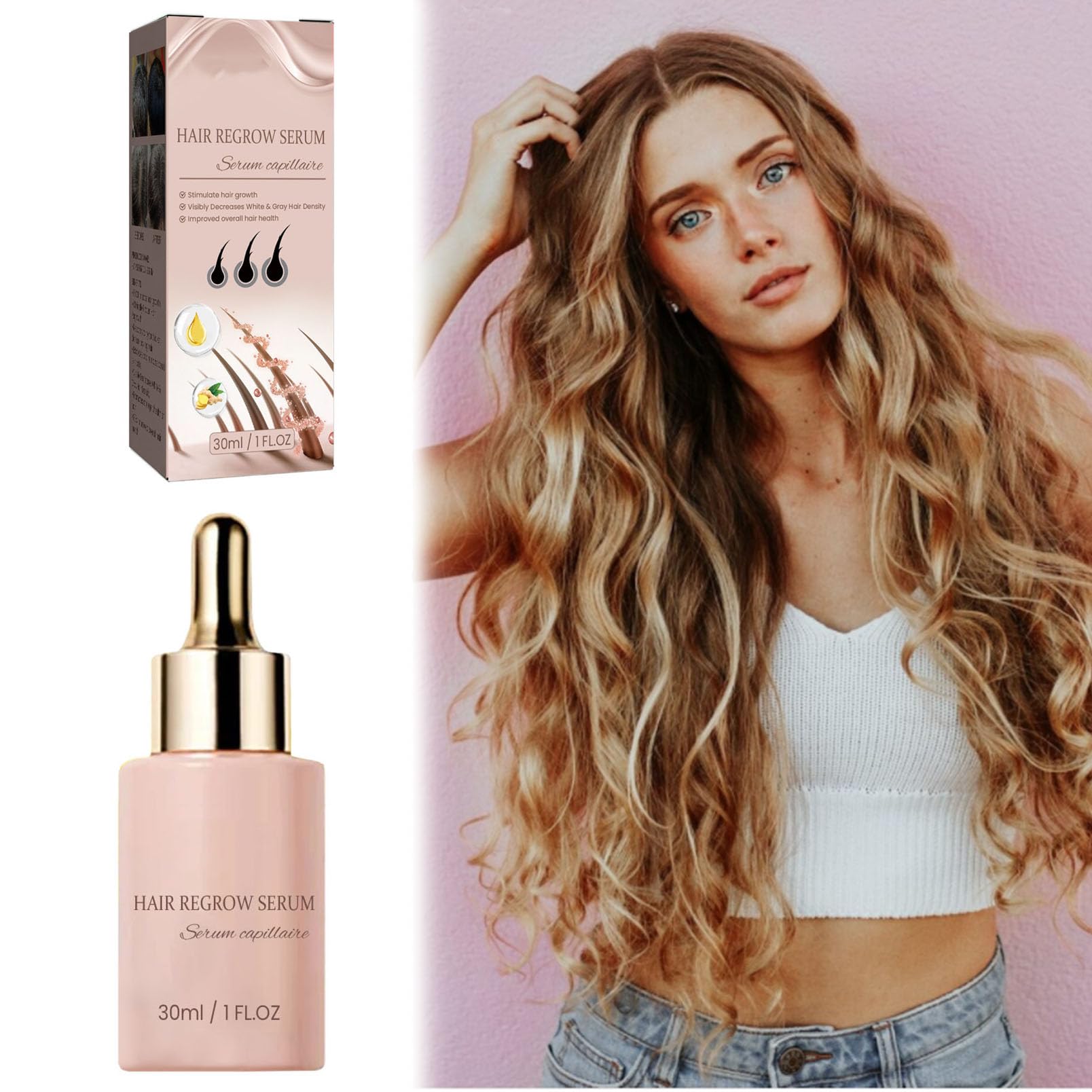 Herbal Serum Cabello,Serum de Crecimiento del Cabello,Hair Growth Serum,30ML Antipérdida De Cabello,para Anticaida de Cabello y Crece Pelo,para Acelerar el Crecimiento del Cabello