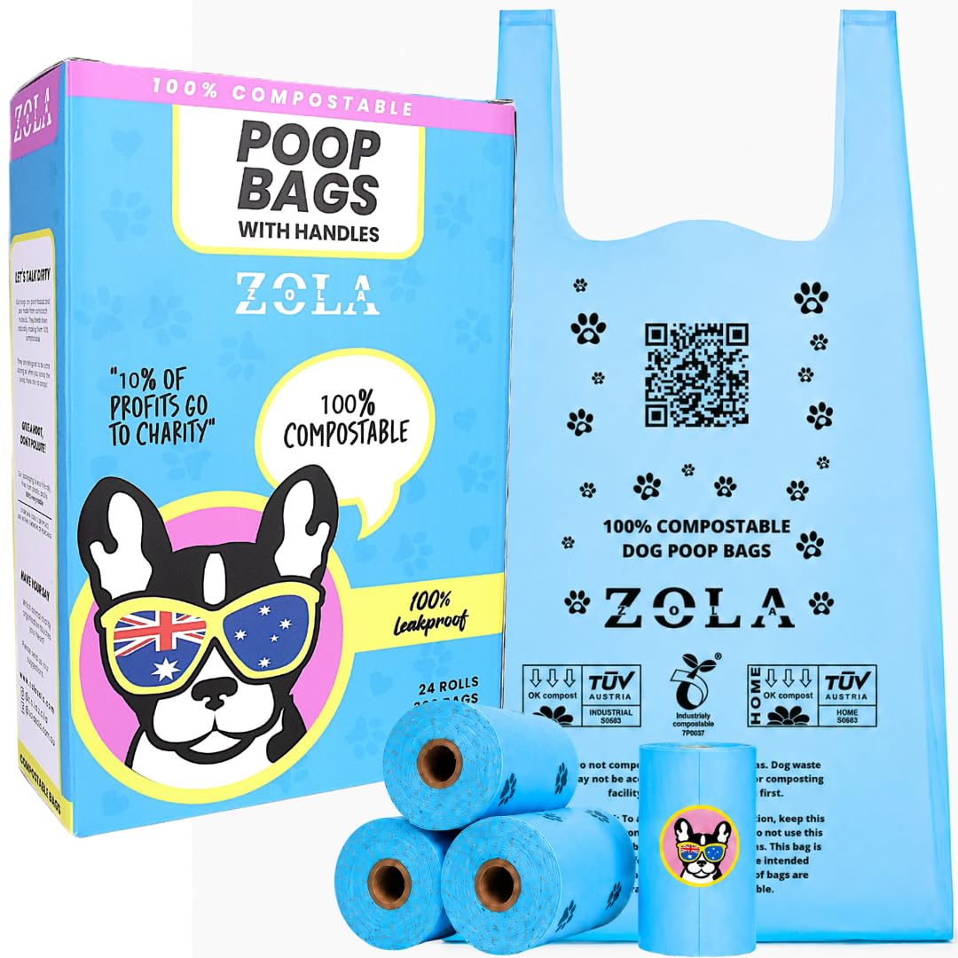 Zola Zola Dog Poo Bags With Handles - 100% Compostable & Biodegradable (360)