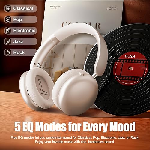 Miniatura 4 de Wentronic Y06 Auriculares con cancelación de ruido, 58 horas de reproducción y 5 modos de música EQ, inalámbricos sobre la oreja, Bluetooth con