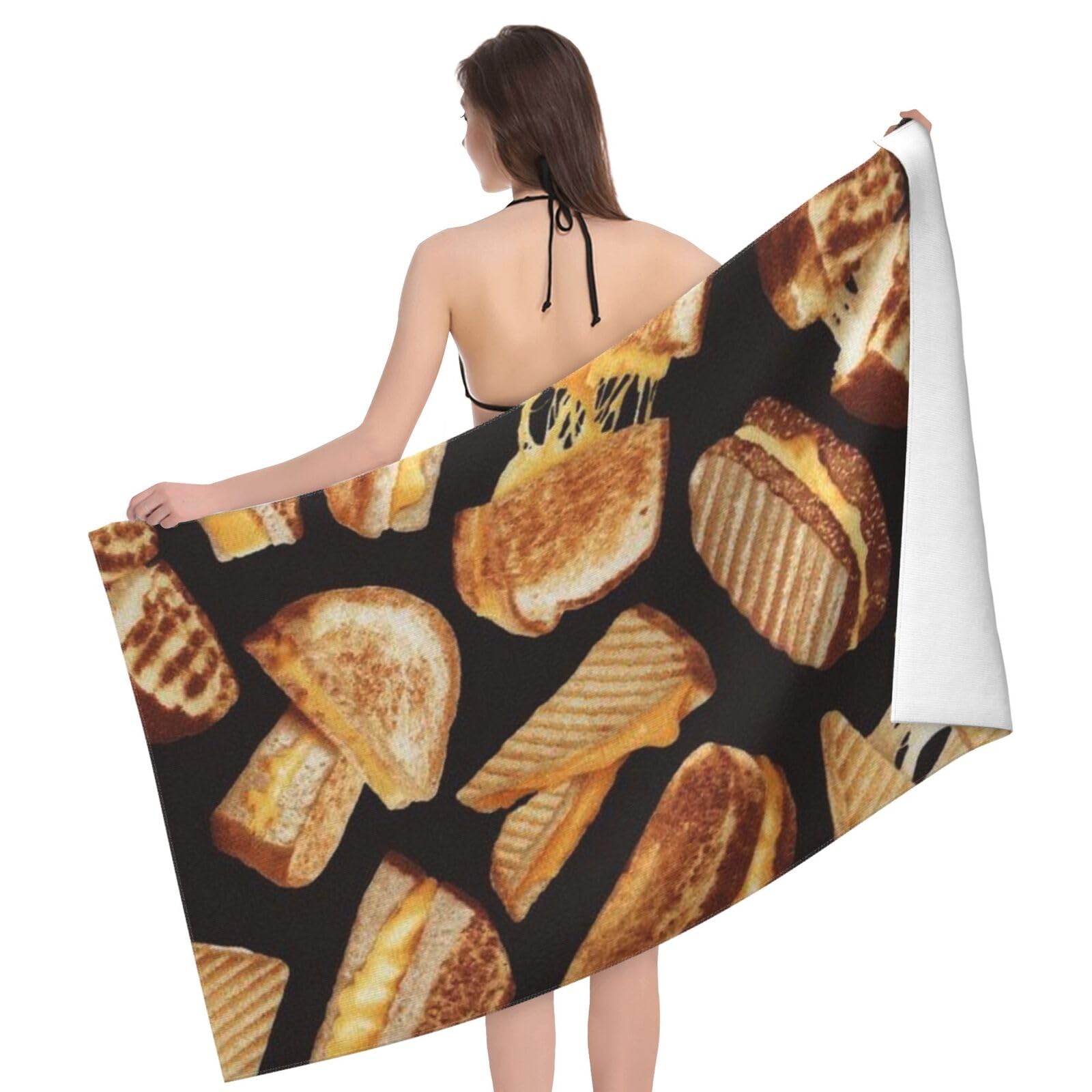 チーズ柄 マイクロファイバータオル Amazon｜チーズサンドイッチ マイクロファイバー バスタオル 高吸水性