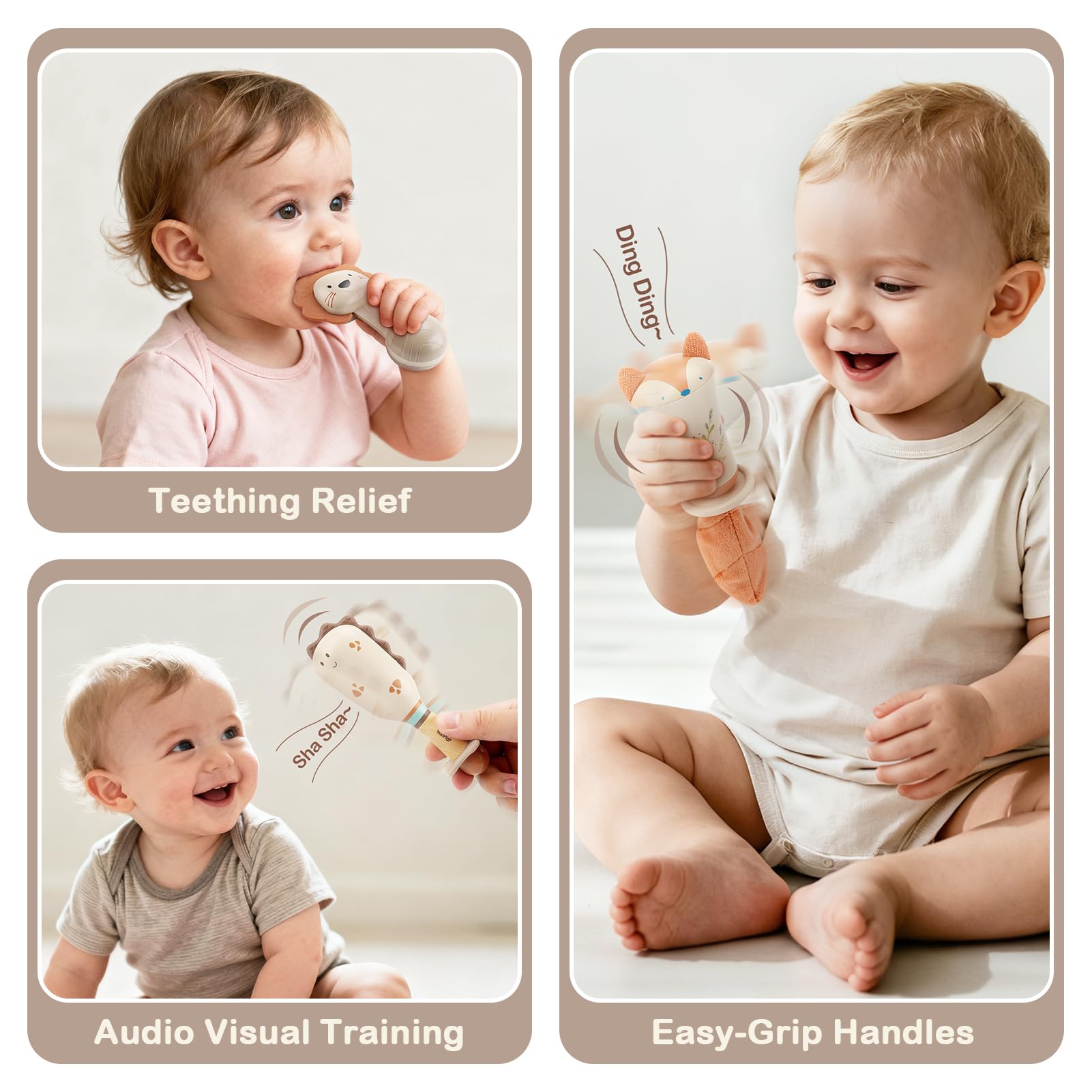 Teething Toys for Baby Baby Rattle Sensory Toys Newborn Essentials Baby Toys 0-6 Months Gifts (3pcs), Pink colour - Image 3