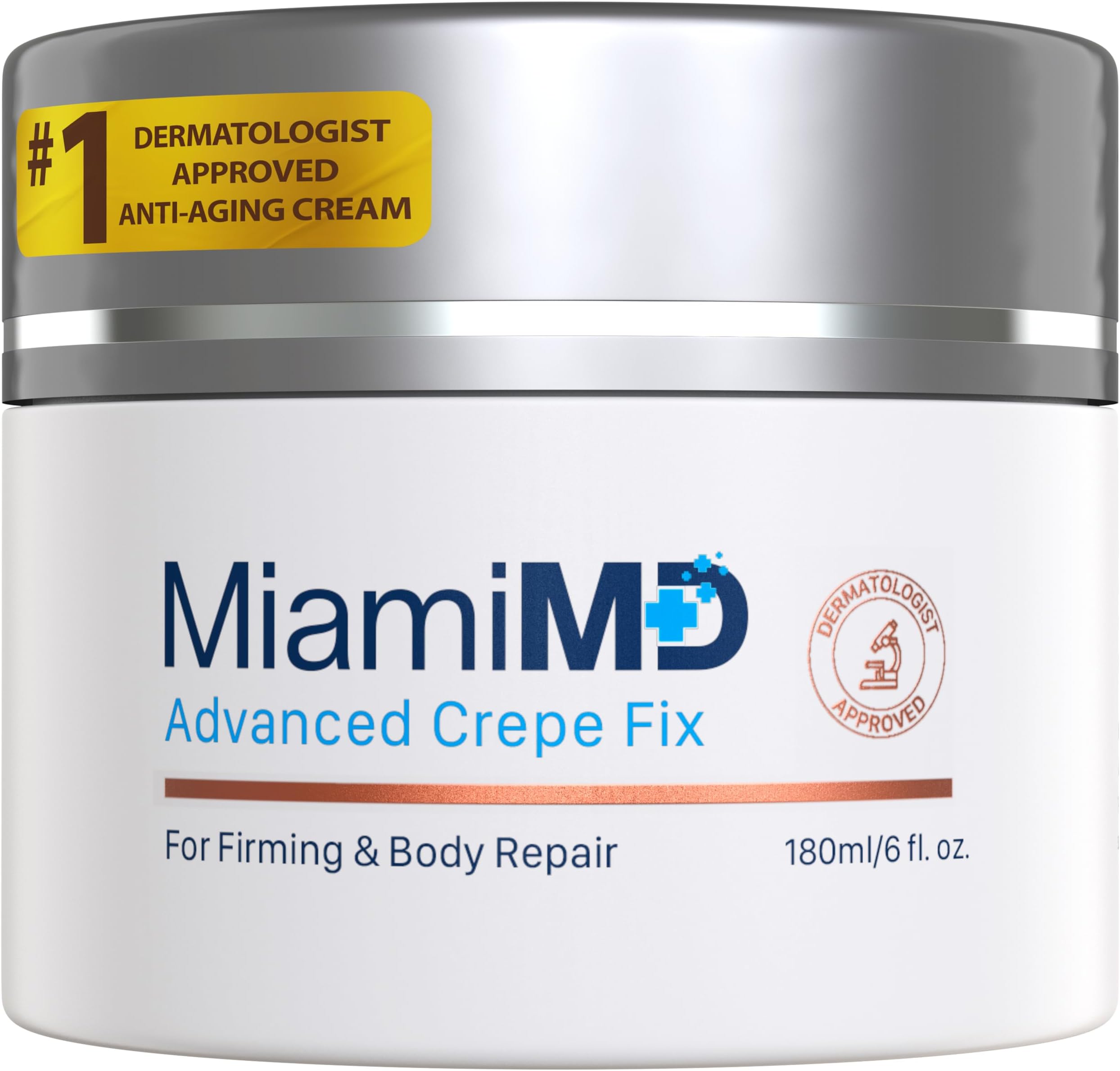 Miami MD Advanced Crepe Fix - Anti Aging Tightening & Firming Cream for Women - Facial and Neck Crepe Erase Cream – Crepey Skin Moisturizer for Softens and Nourishes the Skin for All Types - 6 fl oz