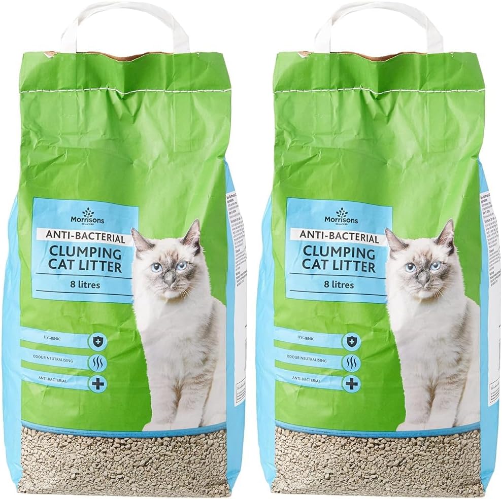 Morrisons AntiBacterial Cat Litter Clumping, 8L (Pack of 2) Amazon