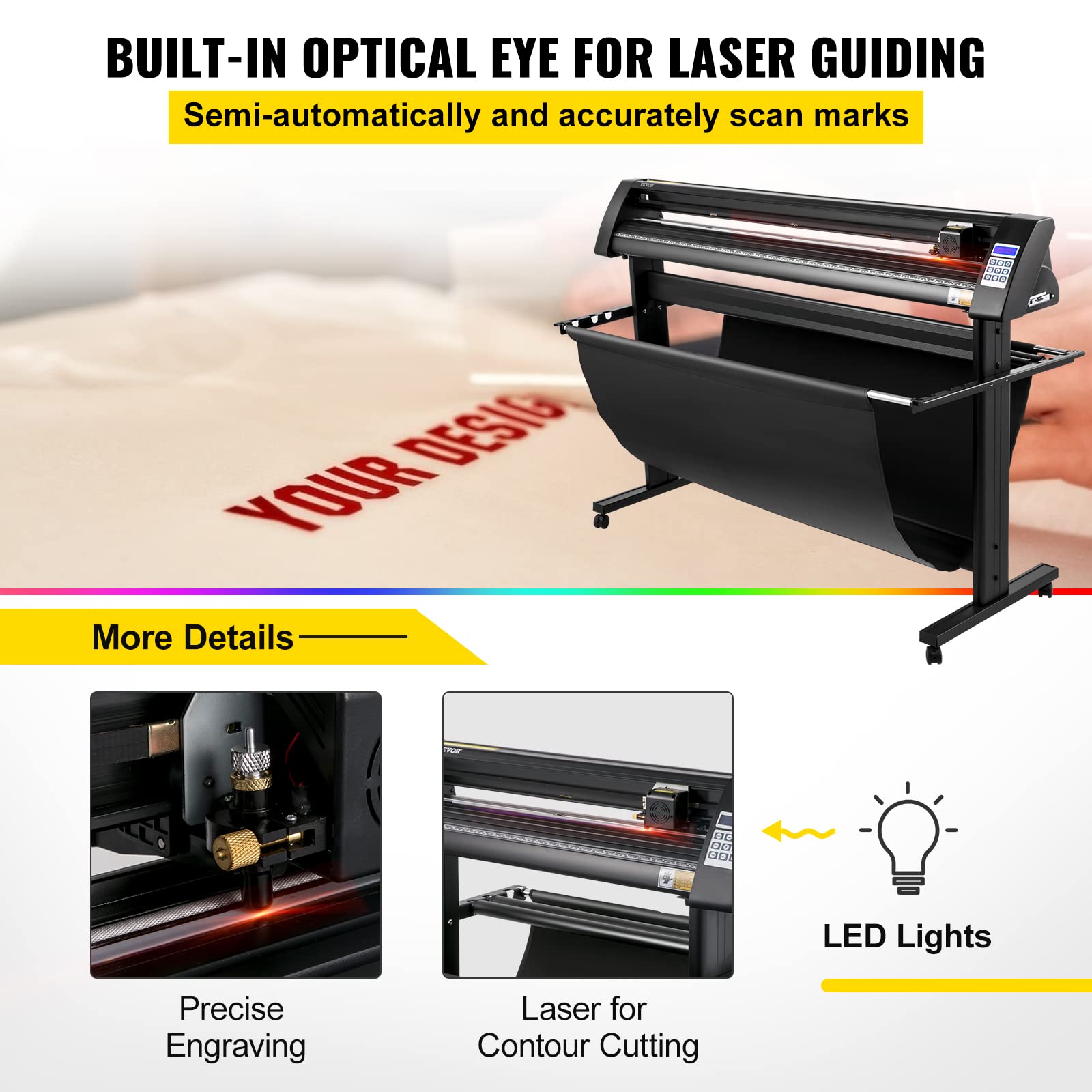 VEVOR Plotter Vinyl-Schneideplotter, 1350 mm, Vinylschneidemaschine, mit Signcut-Software, 95 W, effizient, präzise, mit LED-Digital-Panel zum Plotten und Schneiden