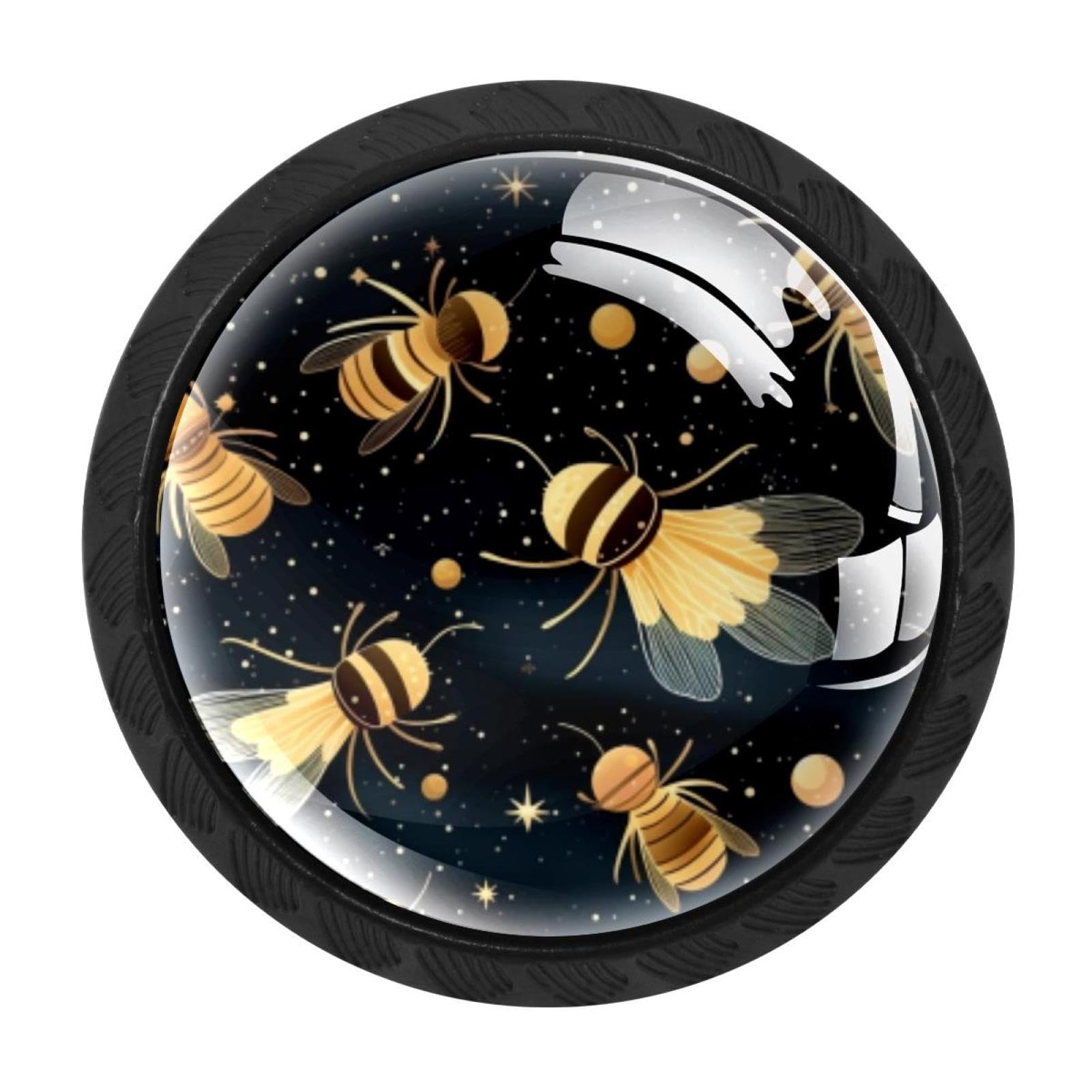 Chenzzzz Multicolored 07 Starry Bee Colorful Drawer Pulls 4 Pcs Handle Glass Door Cabinet Knobs Home Office Kitchen Wardrobe Cupboard Hardware For Dresser Drawers