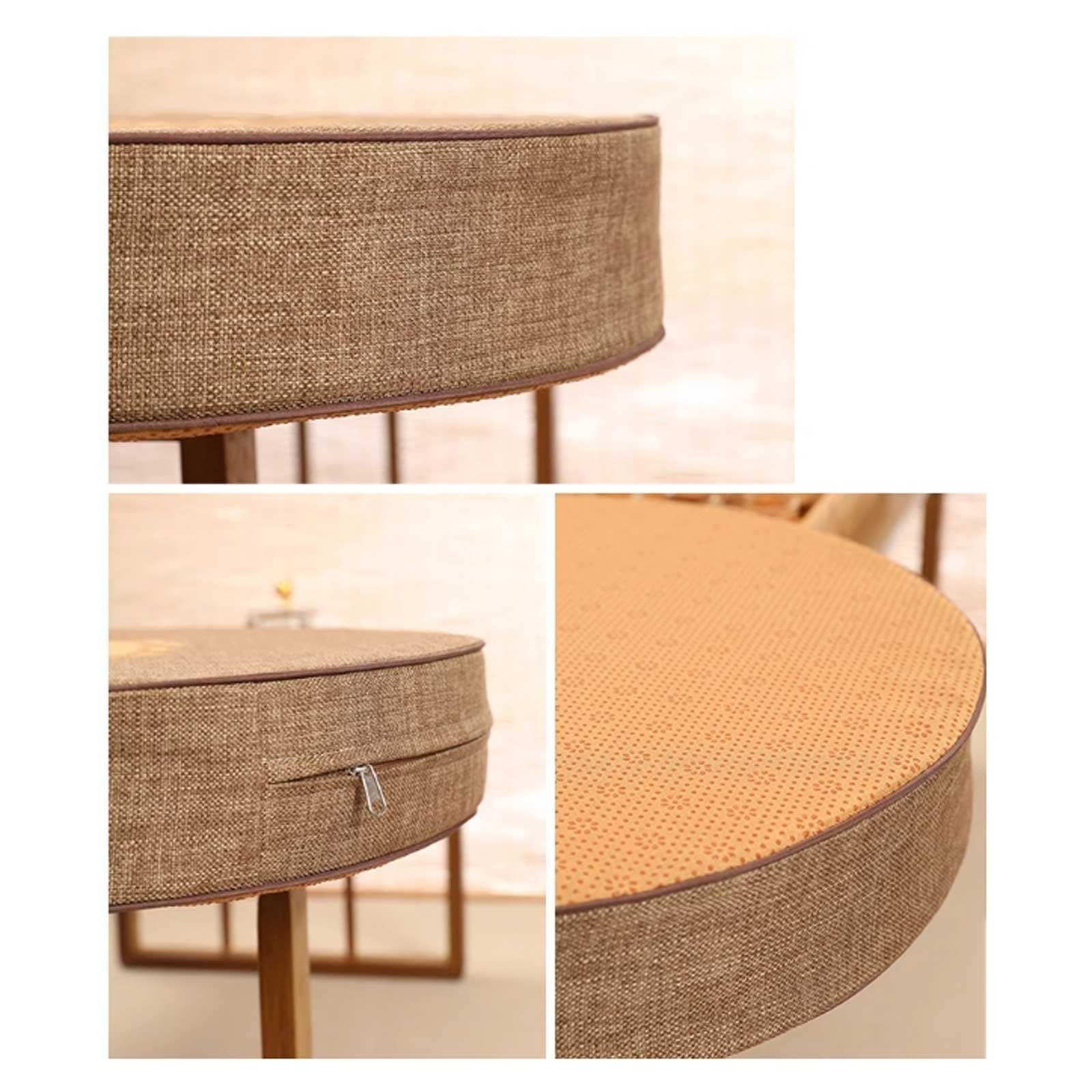 Rundes Bodenkissen, abnehmbarer, waschbarer Bezug, dickes Meditations-Yoga-Kissen, Leinenmaterial für Wohnzimmer und Tatami-Nutzung, weiches bequemes Design