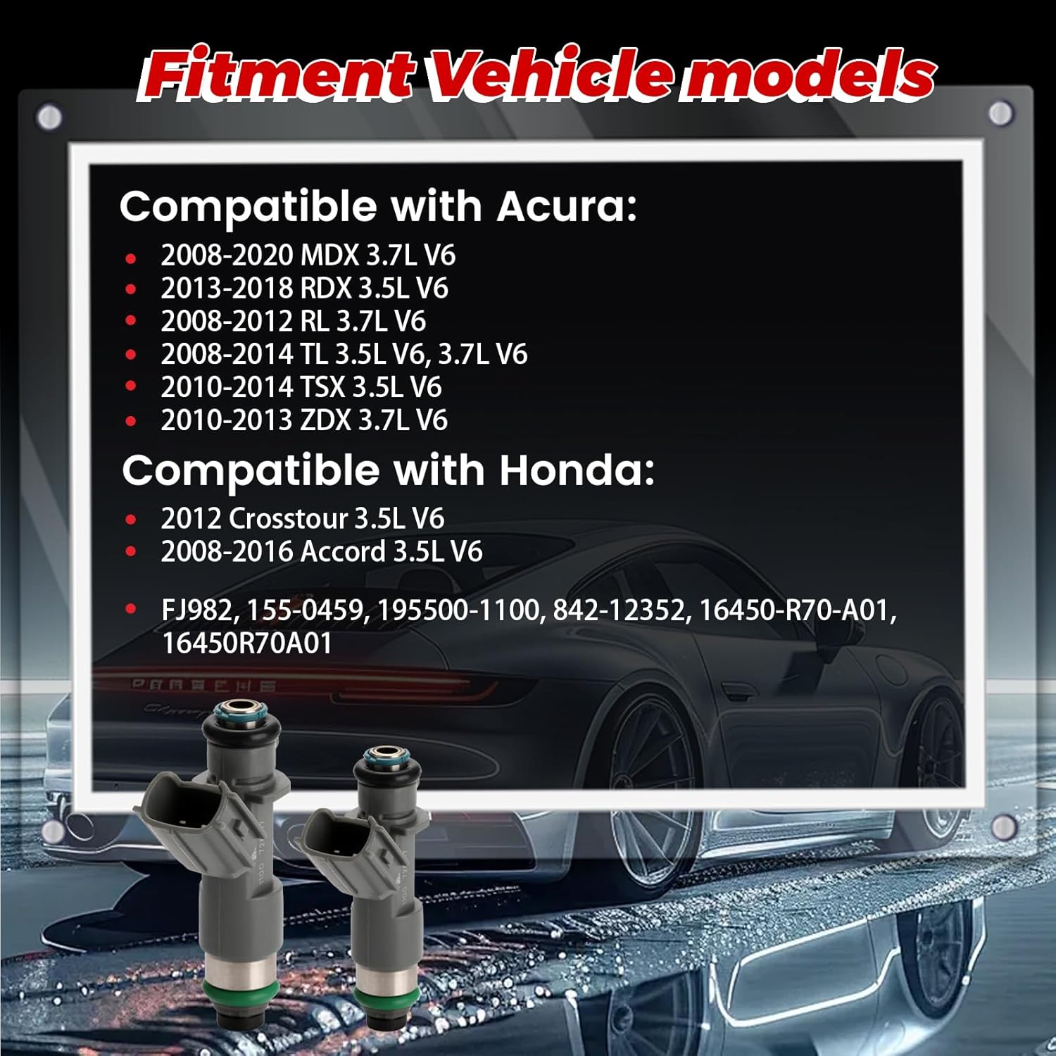 6-Pack Fuel Injectors Set | Compatible with Accord Crosstour Acura MDX RDX ZDX TL RL TSX 3.5L 3.7L| Replaces FJ982 155-0459 16450R70A01