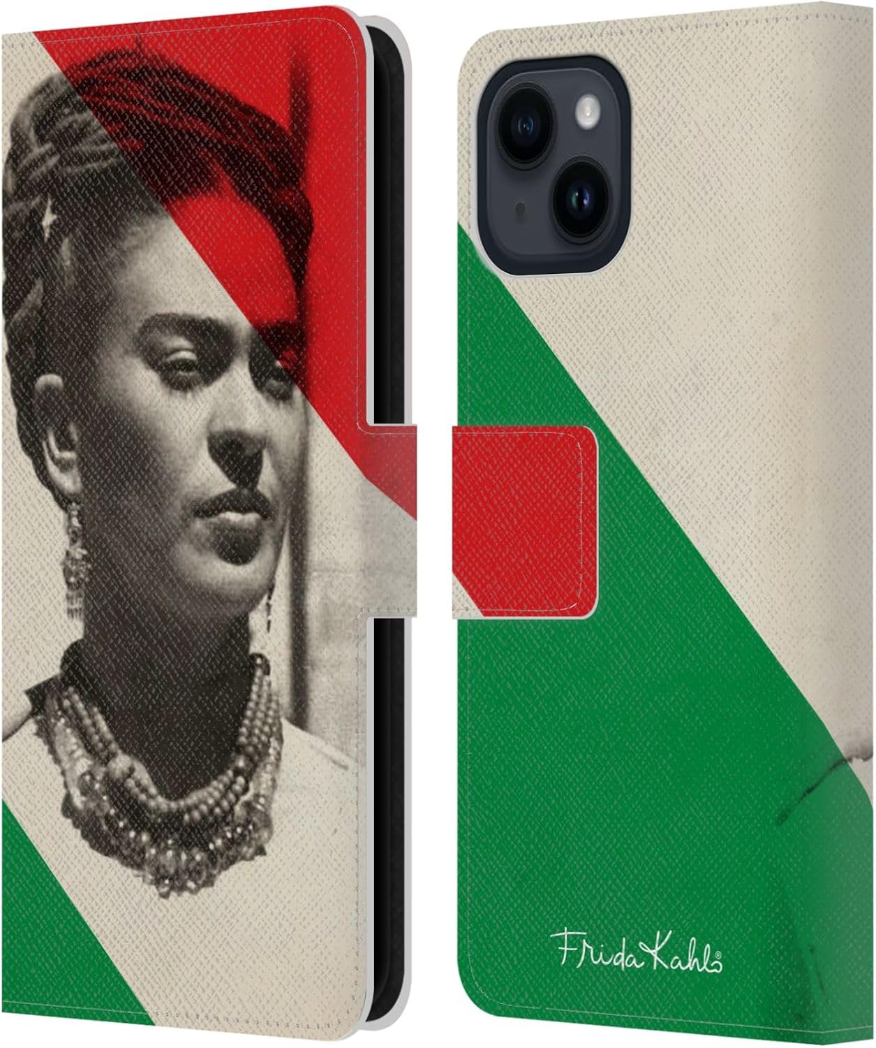 Head Case Designs Officially Licensed Frida Kahlo Retrato Portraits and Quotes Leather Wallet Case Compatible with Apple iPhone 15