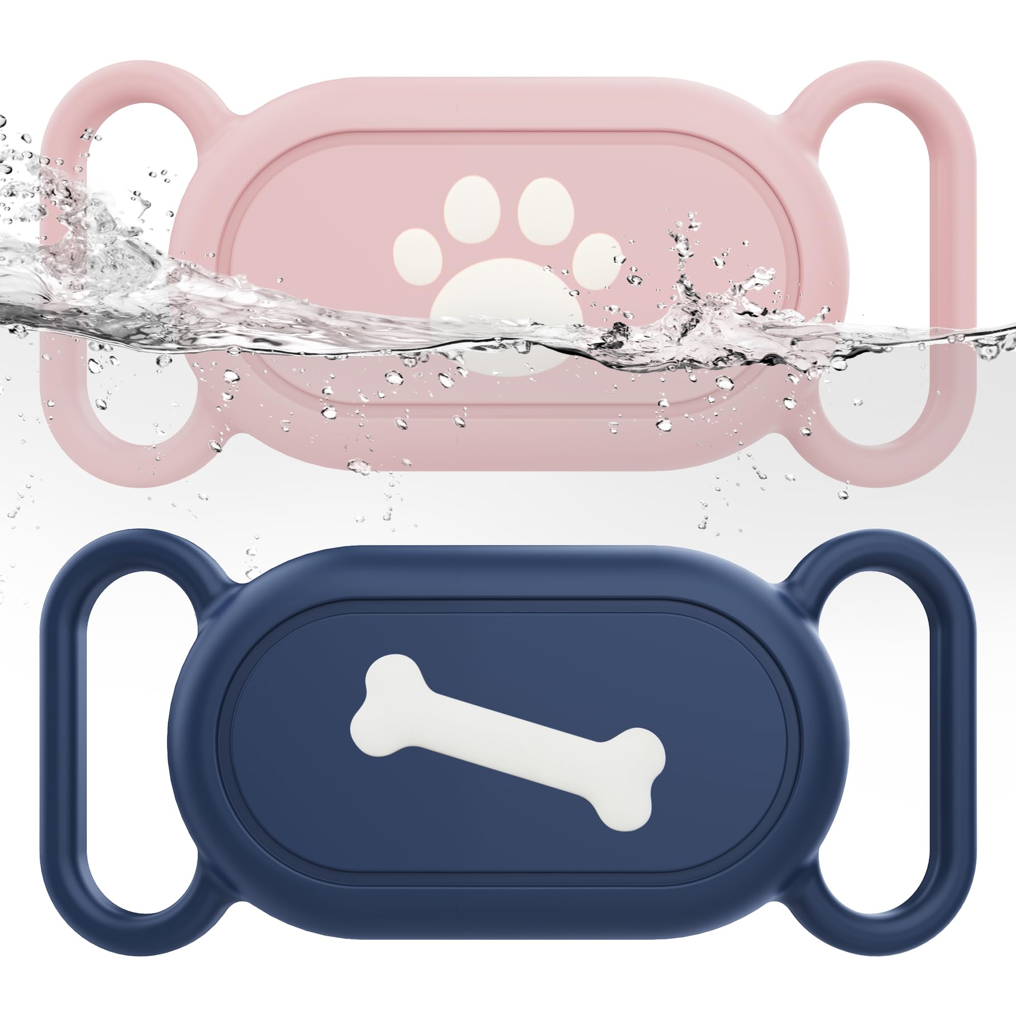 Waterproof Silicone Case Holder for Galaxy Smarttag2, 2 Pack Pet Dog Cat Collars, Anti-Lost Scratch Resistant Holder Accessory Protective Cover for Samsung Galaxy Smart tag2 (Pink/Blue)