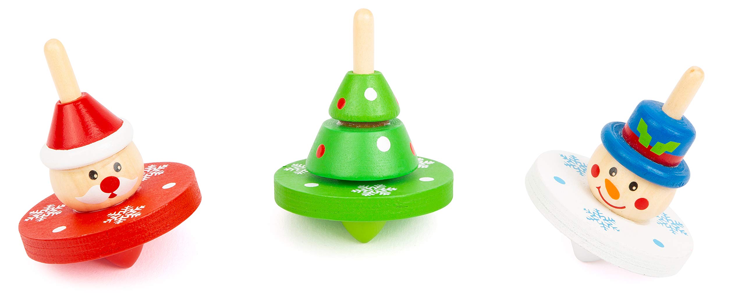 Small Foot 11471 Christmas Tops Display Made of Wood, Set of 12, Height of Each Top Approx. 6 cm, diameter Approx. 4 cm - Image 2