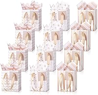 Vista 18 de Tenare 12 bolsas de regalo pequeñas, mini bolsa de papel metálica a granel con asa de papel de seda para envolver regalos, día de San Patricio