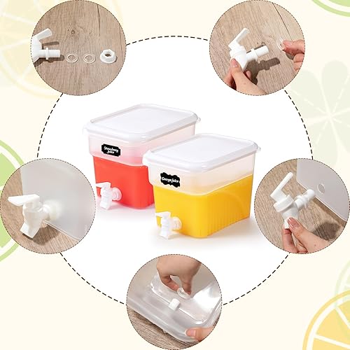 Miniatura 7 de Mumufy 2 dispensadores de bebidas de 1.32 galones para fiestas con grifo dispensador de bebidas de plástico para refrigerador, contenedor de