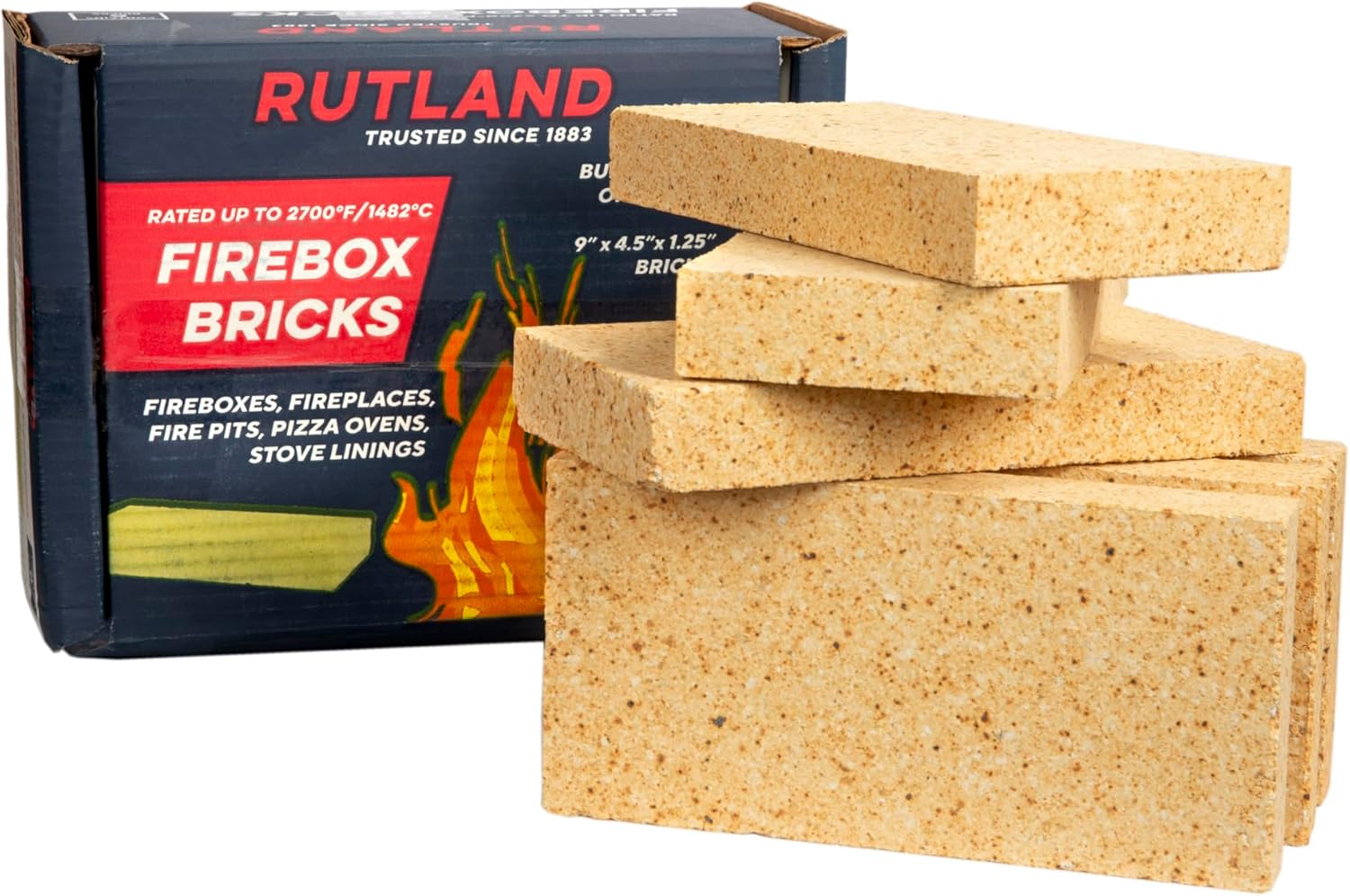 Rutland Products Fire Brick, 6 Count, Pack of 1 Tan Bricks