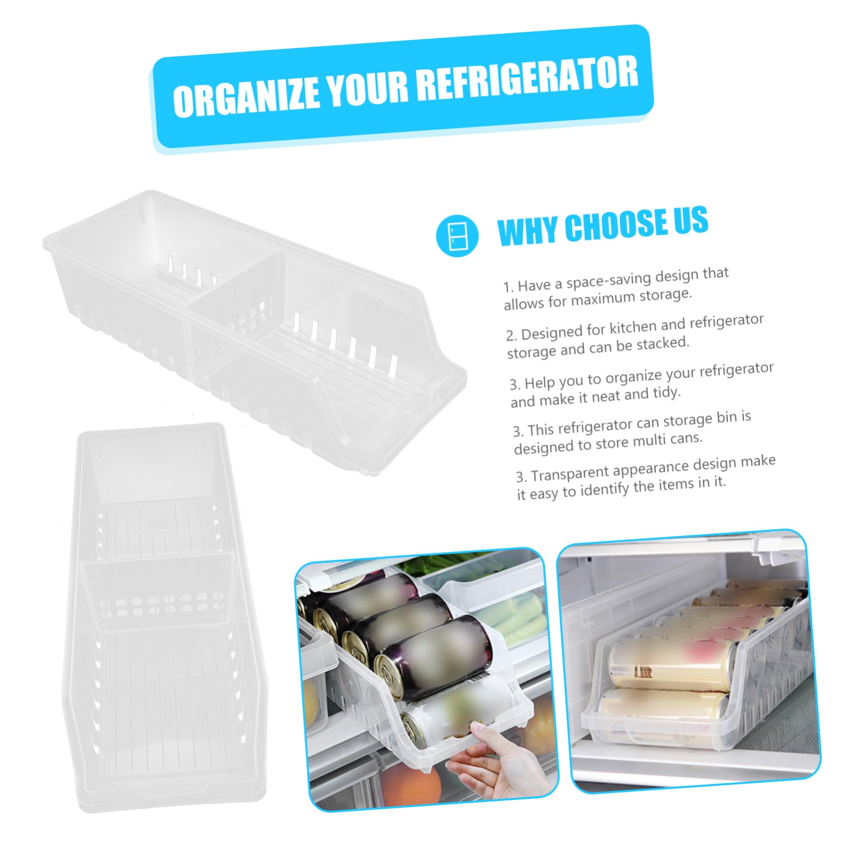 Ciieeo Dispensador de Latas para Frigorífico Organizador de Cocina Blanco | Pp, para Alimentos y Bebida en Lata, Identificación Rápida, Ordena el Refrigerador