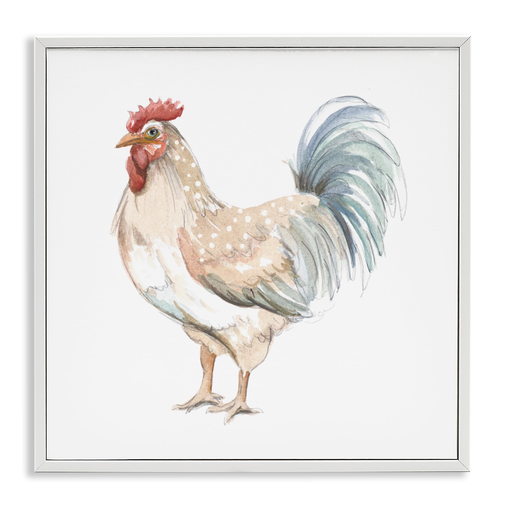 Stupell Industries 'Watercolor Rooster Sketch', Framed Giclee Art, White, 17 x 17