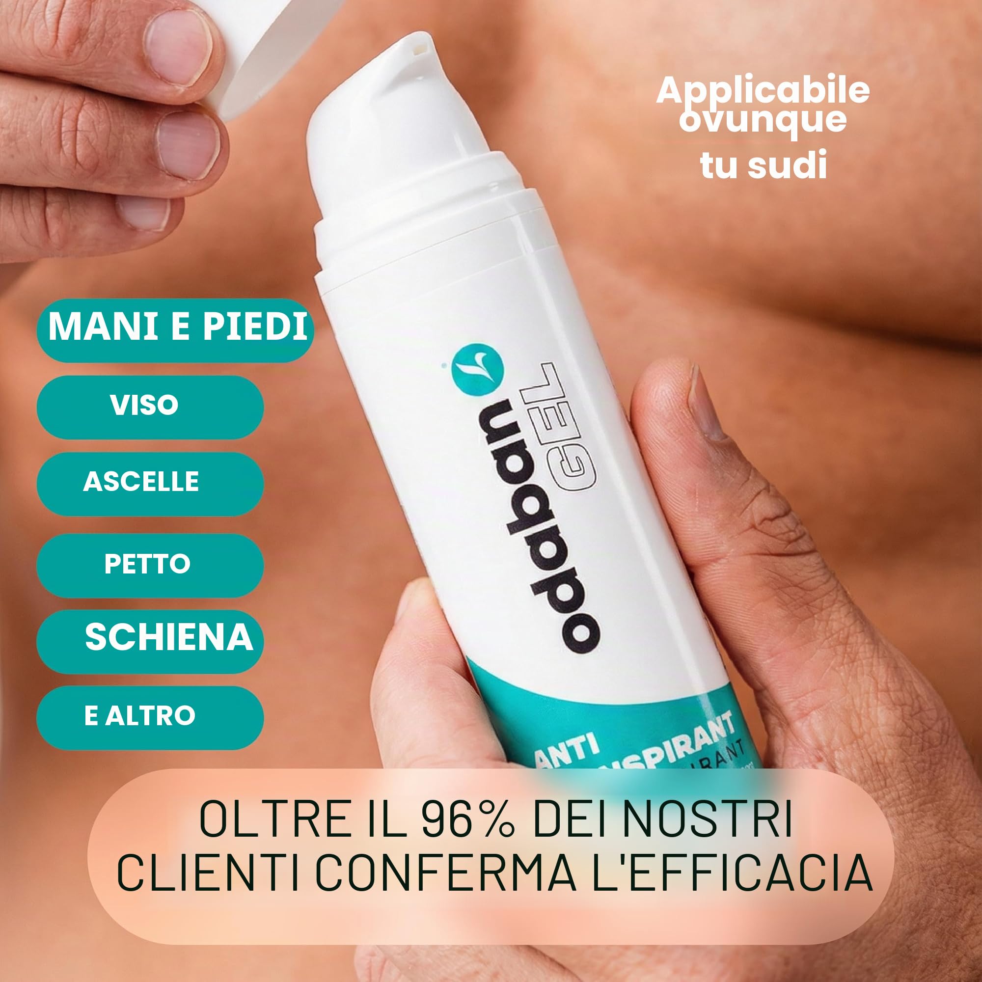 odaban® Set Antitraspirante & Deodorante Gel + Salviette | controllo sudore e odori su viso, mani, piedi e schiena | salviette deodoranti monouso per ascelle e viso | azione rapida, unisex