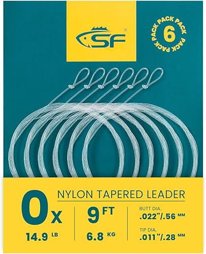 Miniatura 14 de SF Líder Cónico Pre-Atado con Lazo para Pesca con Mosca de Nailon Transparente para Trucha de Agua Dulce y Salada Bonefish Permit Lubina Salmón