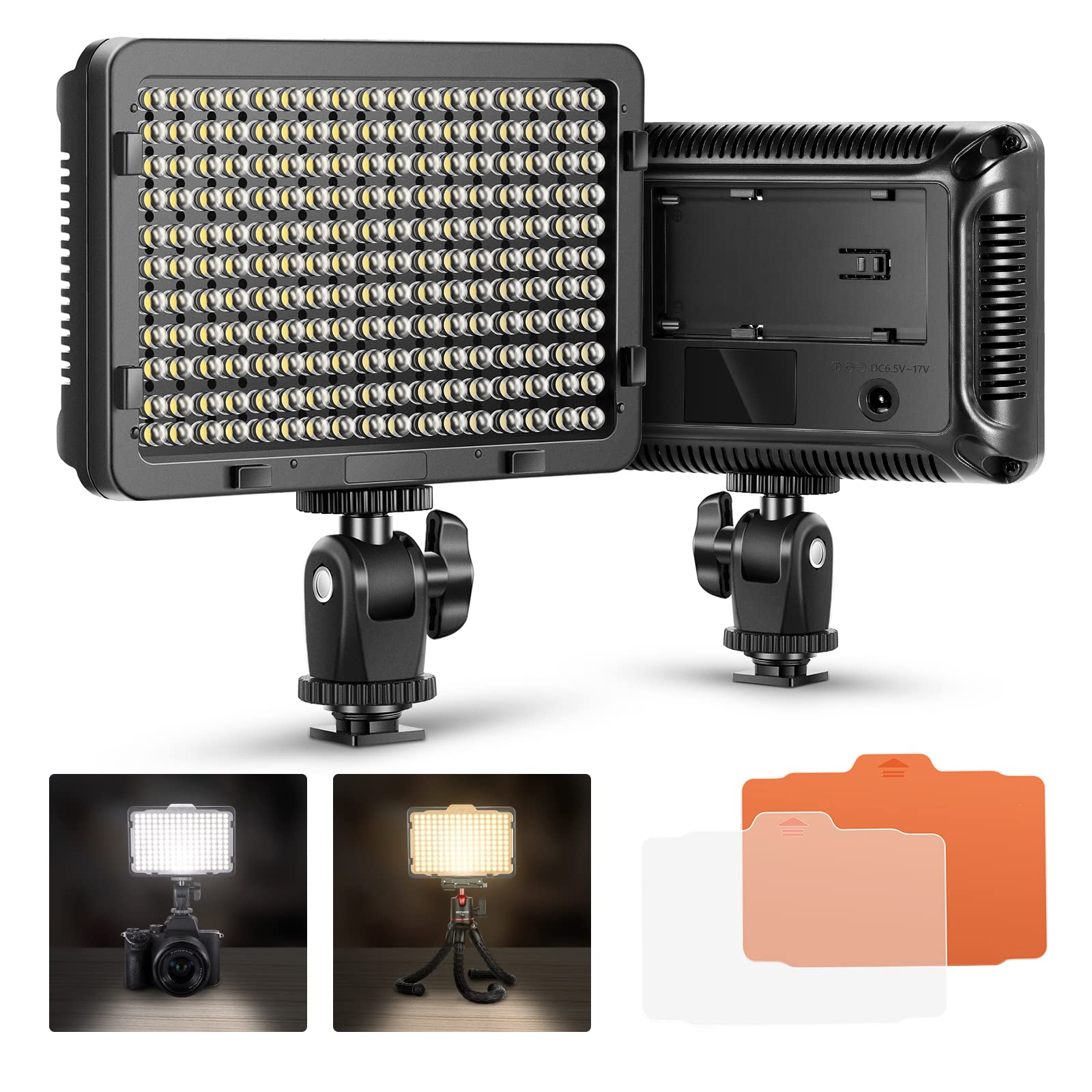 NEEWER Kit 3 Bastoni LED 21W Con Filtri Colorati, Dimmerabile 3200-5600K, CRI95, Stand E Asta – Batterie Non Incluse