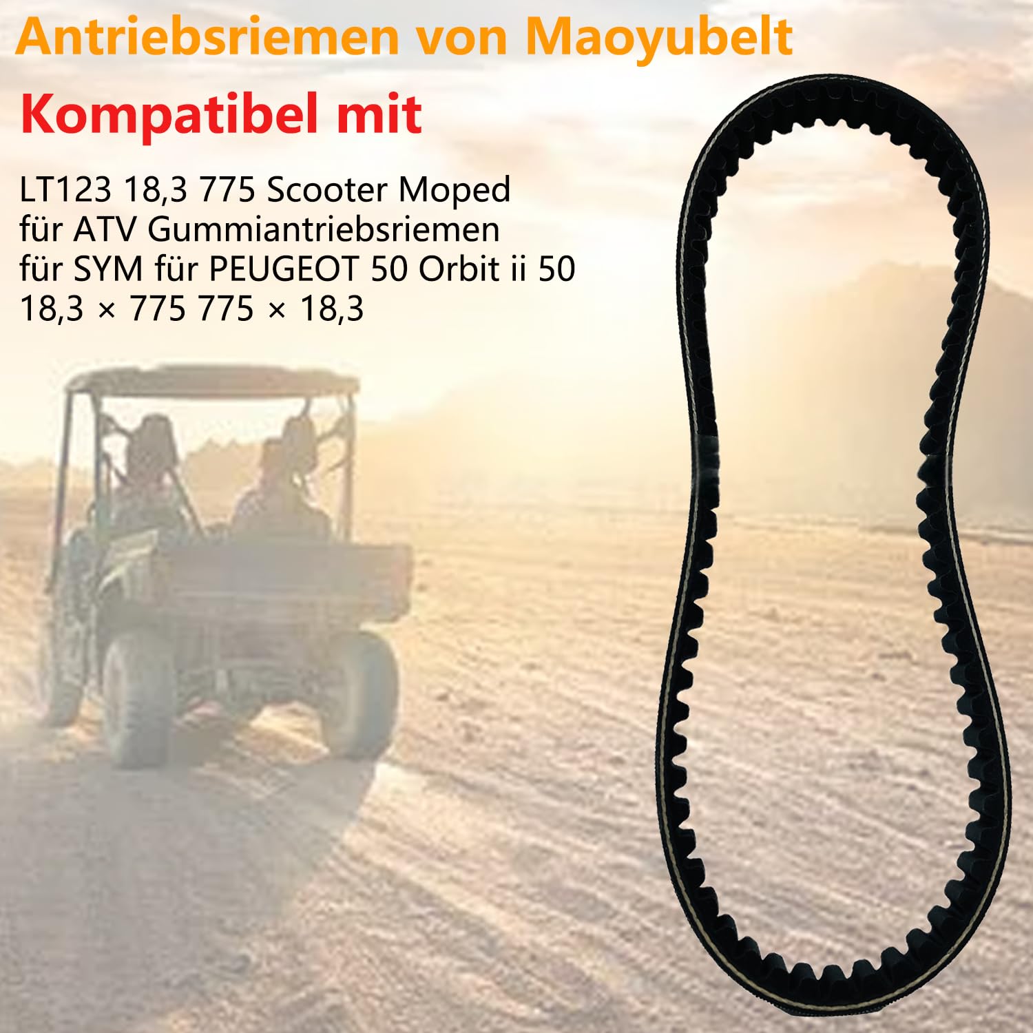 Cinghia di trasmissione per moto LT123 18.3 775 Scooter ciclomotore ATV cinghia di trasmissione in gomma per SYM per Peugeot 50 Orbit II 50 18.3 × 775 775 × 18.3