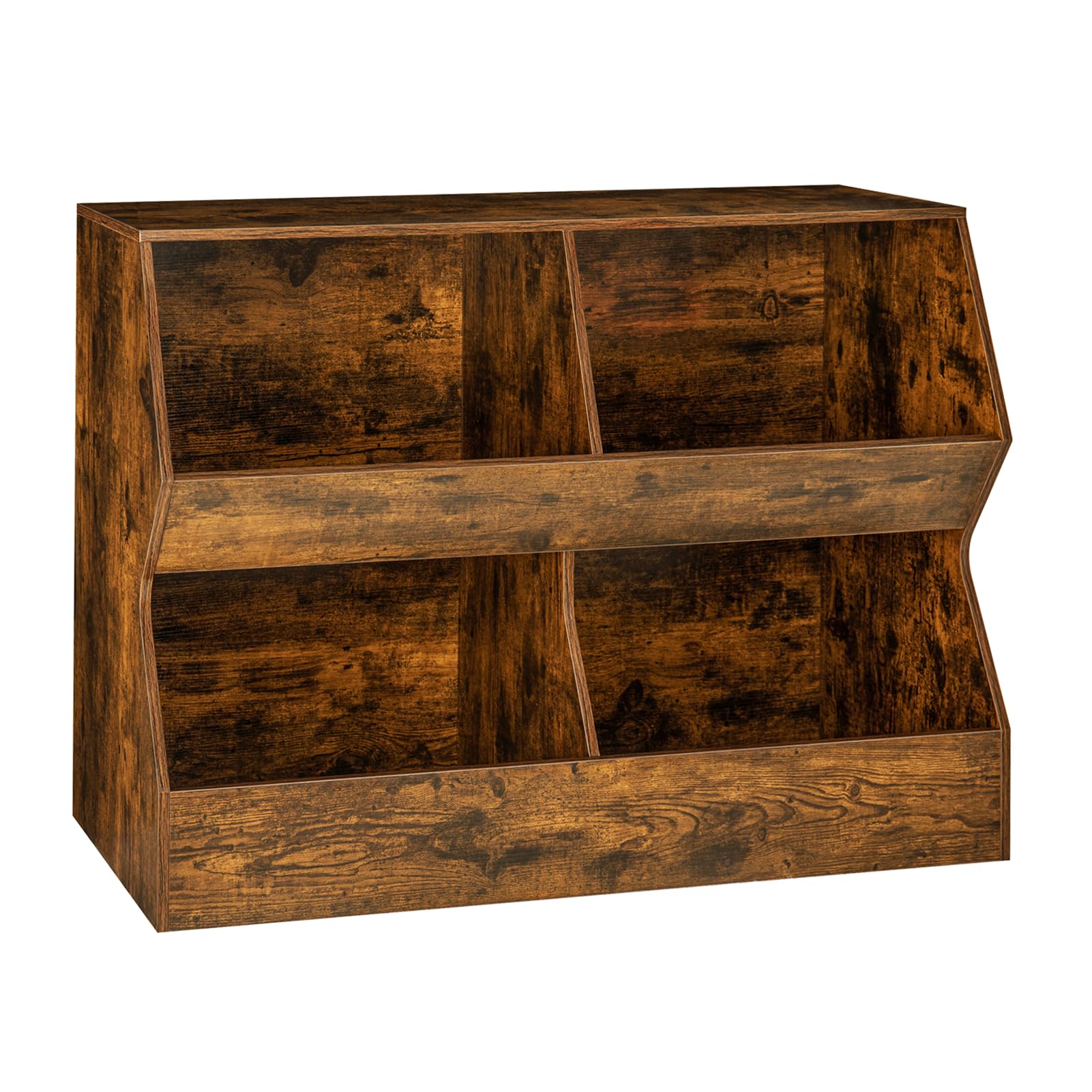 DINZI LVJ Kids Bookshelf, Toy Storage Organizer, Wooden Toy Storage Cabinet, 4 Cubby Children Bookcase, 43.3