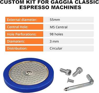 GA200IM Brass Tune Up Kit Fit for Gaggia Classic Pro/Evo Espresso Machine | With IMS Precision Screen, Stainless Shower Holder, Silicone Gasket