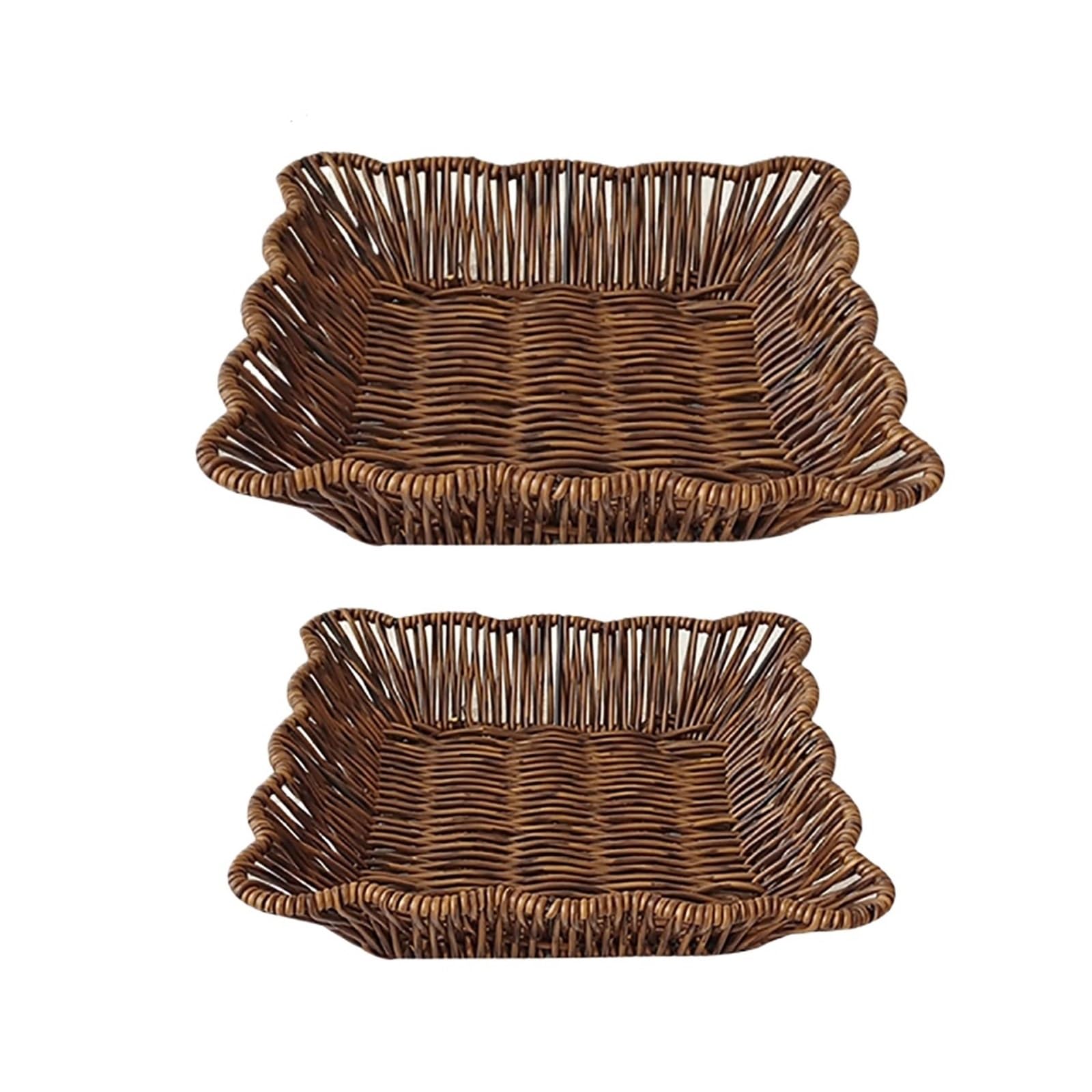 Cesta De Frutas 2 unids/Set Cesta Tejida de Mimbre Tejida cestas for Servir Pan Frutas Verduras Restaurante Servir Mesa Display RATT para Cocinas Domésticas(C Set)