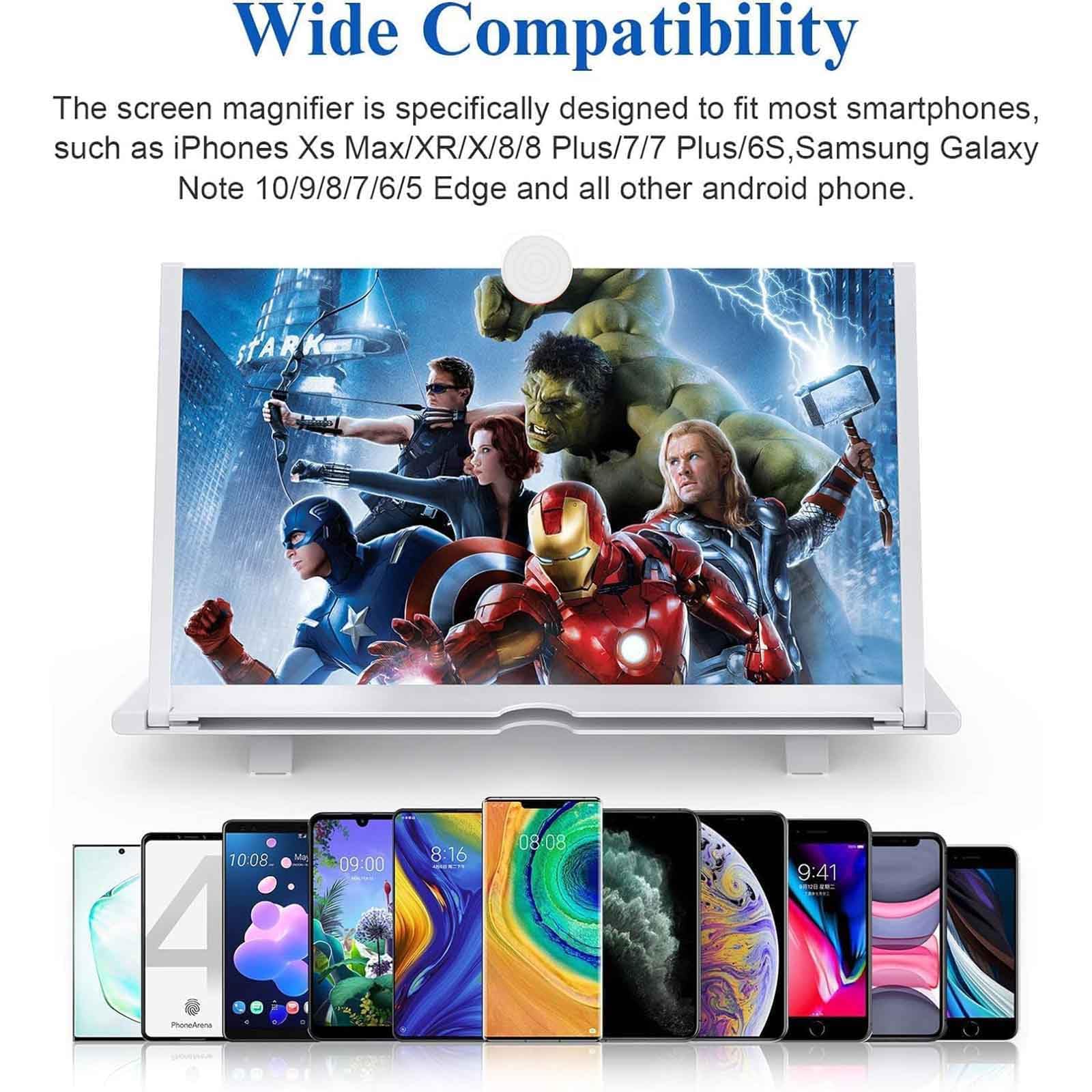 JinRui-T 14" Phone Screen Magnifier 3D HD Phone Screen Amplifie Foldable Screen Enlarger Movies Videos Gaming for Smartphone (White) - Image 3