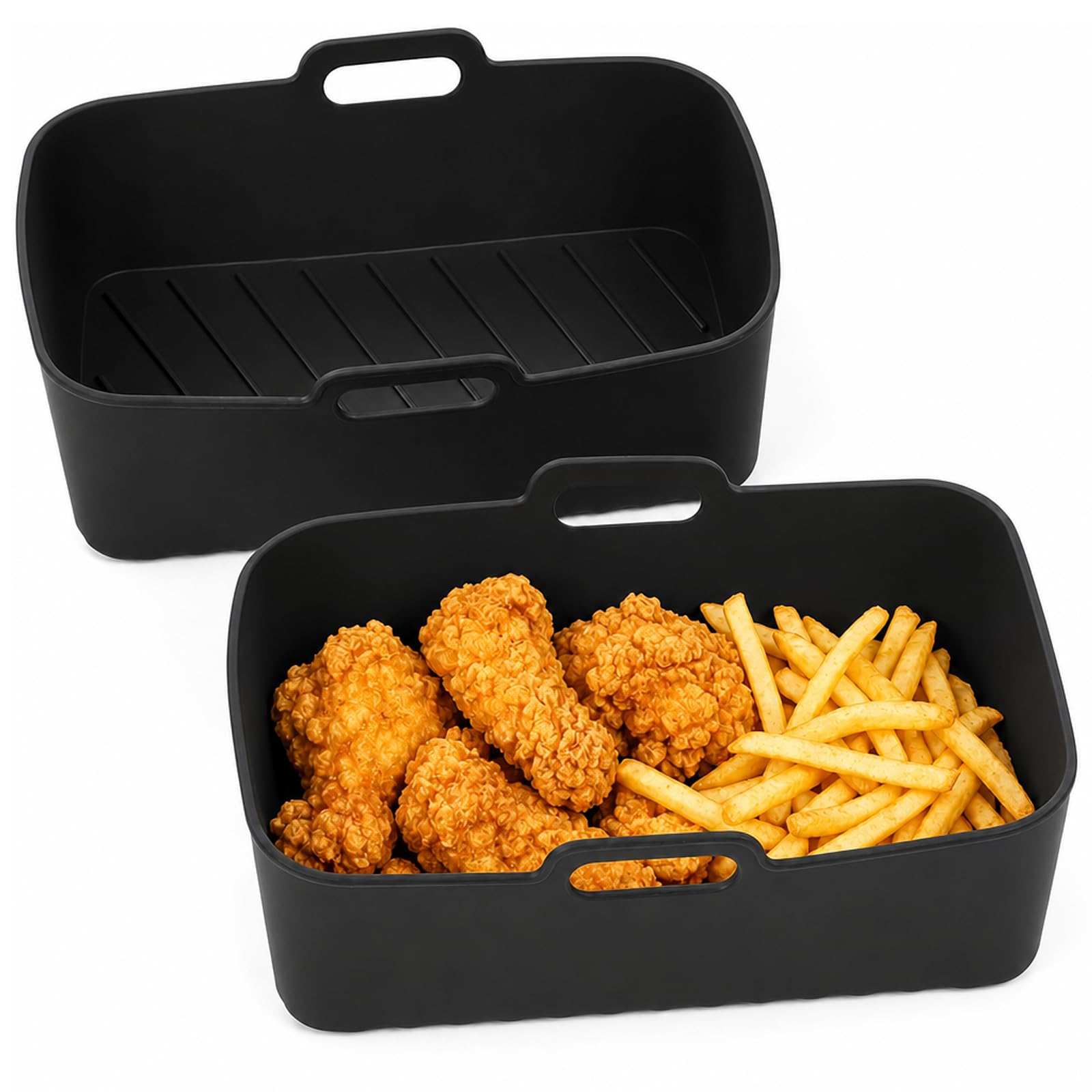 2 Pack Silicone Air Fryer Liners, Reusable Oven Tray, Universal Air Fryer Mat, Compatible with Tower T17088, Keplin, EMtronics, for Air Fryer, Oven, Microwave