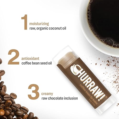 Miniatura 3 de Hurraw! Bálsamo labial de grano de café orgánico, certificado vegano, sin crueldad y sin gluten. Sin OMG, ingredientes 100% naturales. Sin abejas,