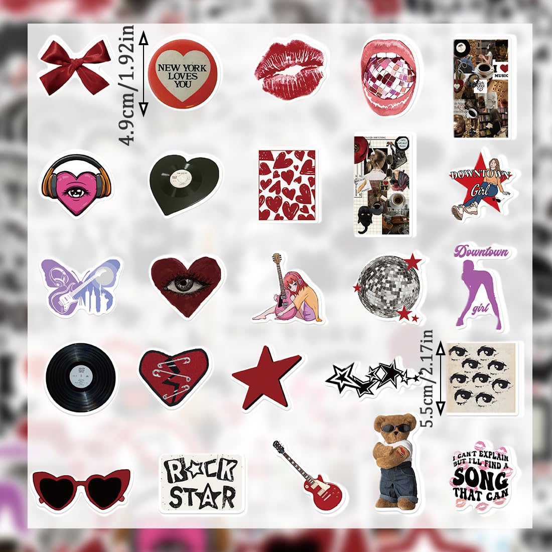 100psc Y2K adesivi stickers sticker stickers aesthetic eleganti adesivi in vinile per computer portatili bottiglie d'acqua moto e altro ancora design hip hop e graffiti per bambini e adulti