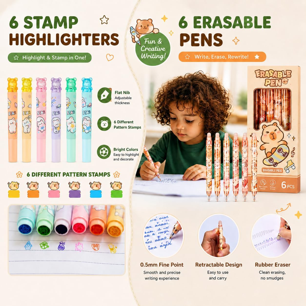 Cute Capybara Stationery Gift Set for Kids,30 Piece Animal Theme School Supplies Kit with Pencil Case,Notebook & Stickers,Practical and Fun for Birthday,Easter& Festivals Gift Girls Boys thumbnail