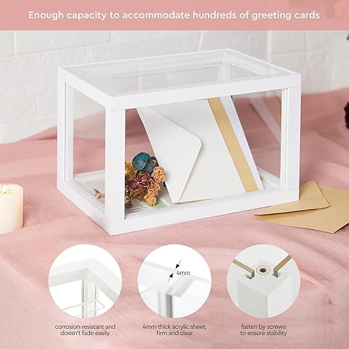 Miniatura 4 de AW BRIDAL Caja de tarjetas de acrílico para recetas, caja de tarjetas de boda, caja transparente para tarjetas con tapa, caja de tarjetas para boda,