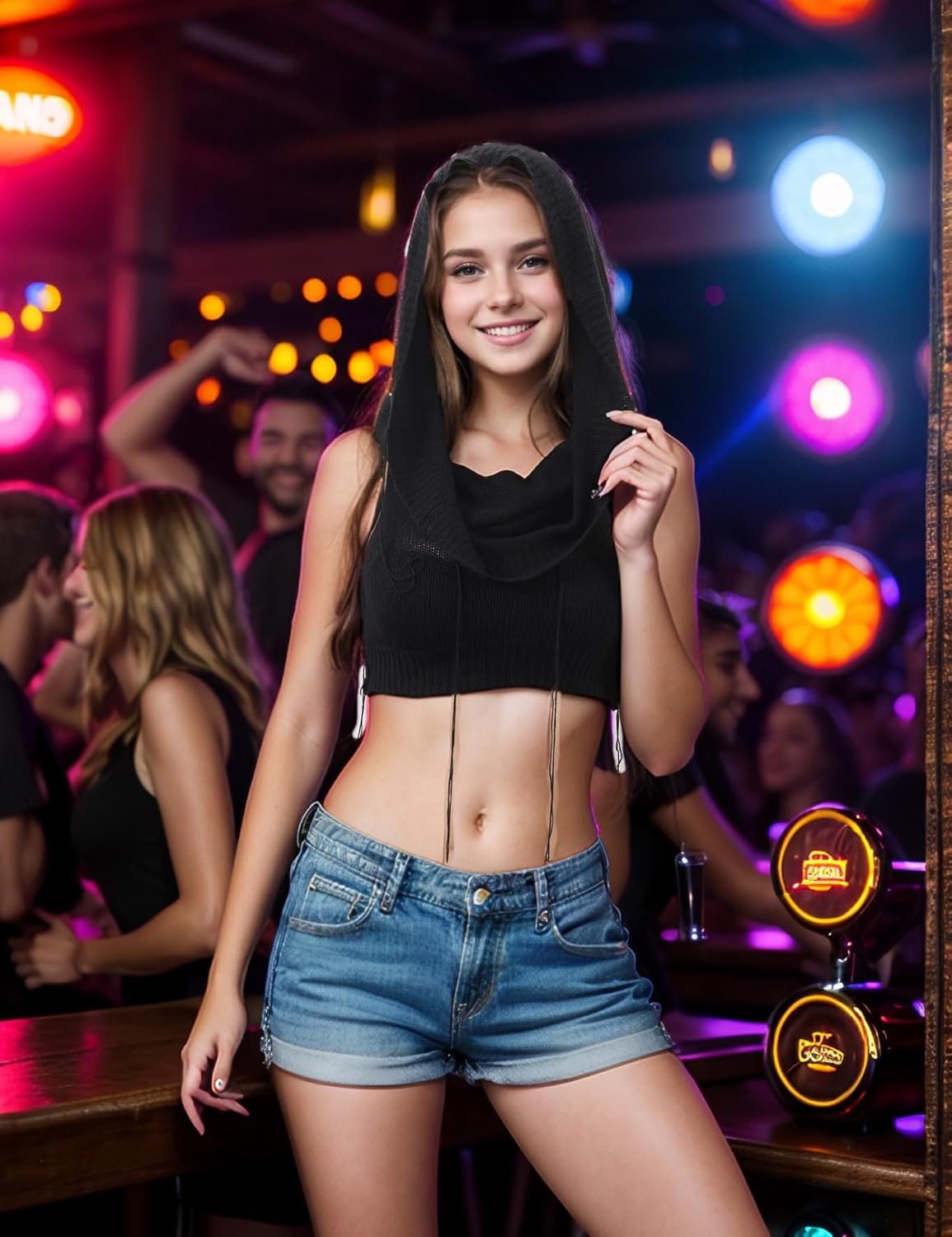 Mingnos Rave Tops for Women Sexy Sleeveless Knitted Sweater Vests Hoodie Crop Top Streetwear Concert Festival Outfits - Image 7