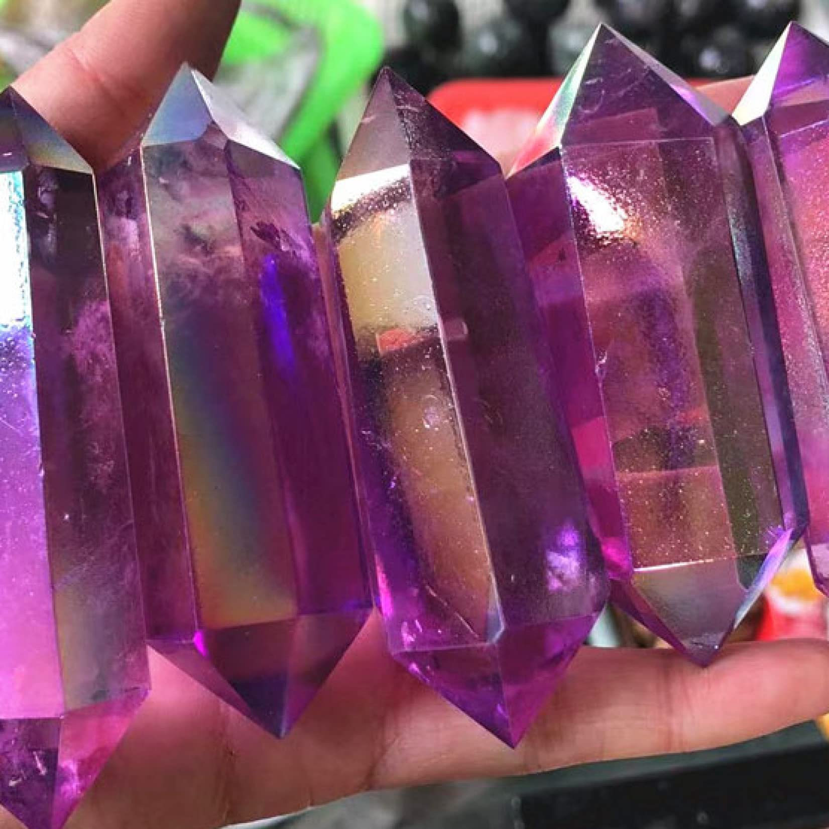 Amazon｜天然石 オーラコーティングクリスタルとヒーリングストーン