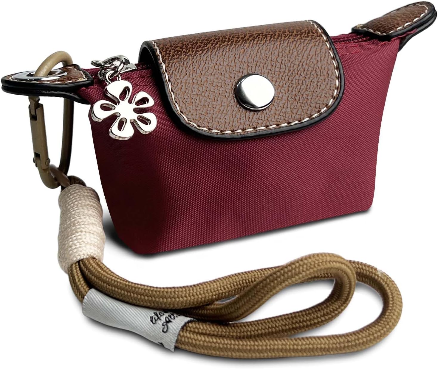 Women’s Mini Coin Purse Keychain – Vintage Nylon Zip Wallet – Compact, Stylish Change Purse for Cards, Cash, and Coins (red)