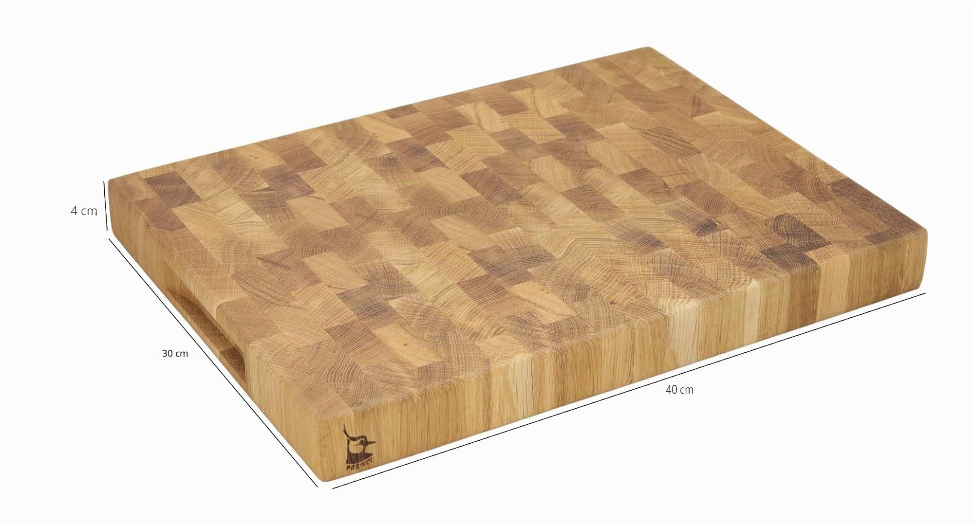 Schneidebrett END GRAIN BLOCK Eiche geölt 40x30x4 LOGO