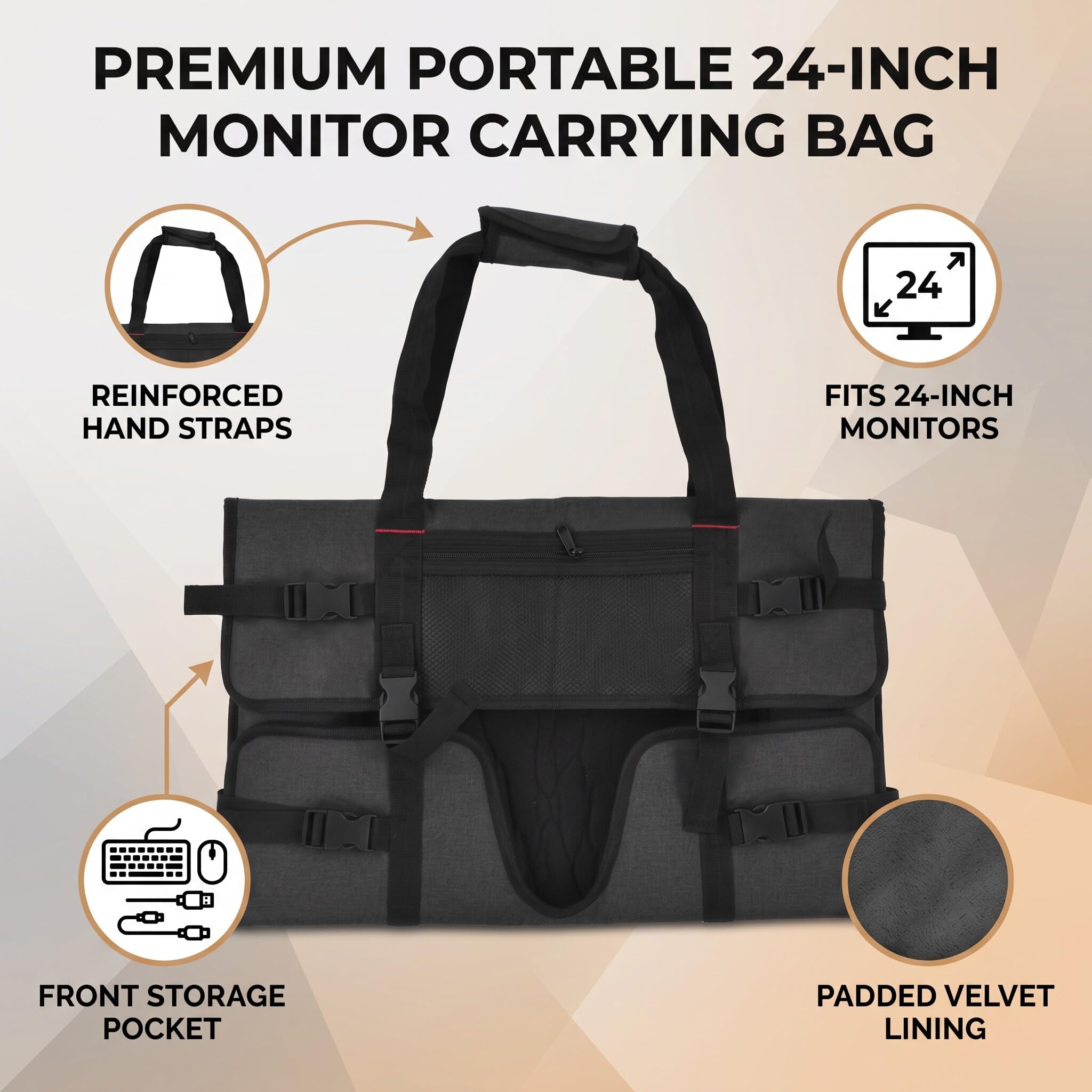 Ejoyous Sac pour Moniteur 24 Pouces, étui de Transport pour écran Portable avec Housse de Protection, Sac de Transport pour Moniteur, étui de Protection Portable avec Compartiment