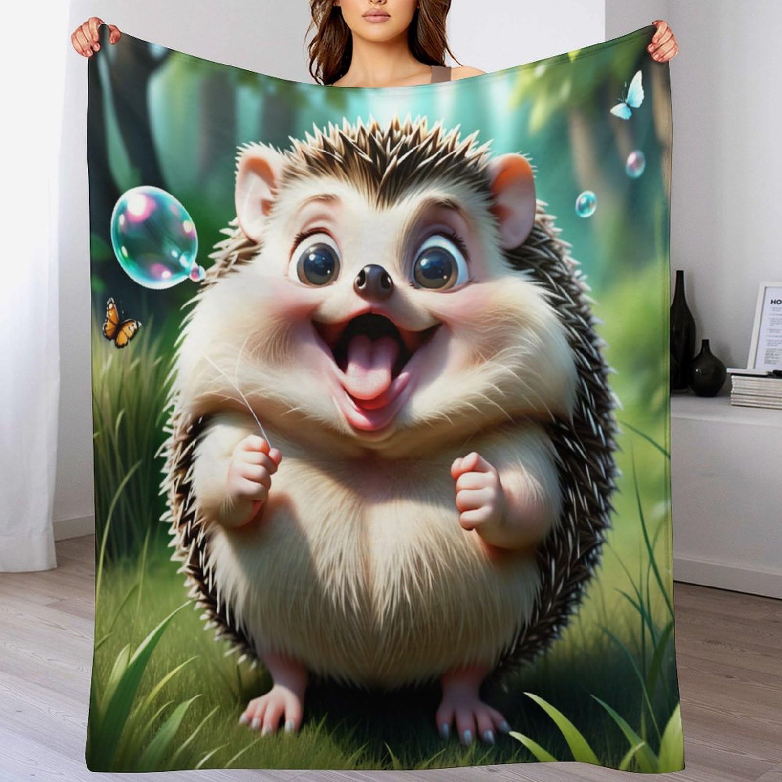 Couverture hérisson grand format haut de gamme en flannel douce pour lit double