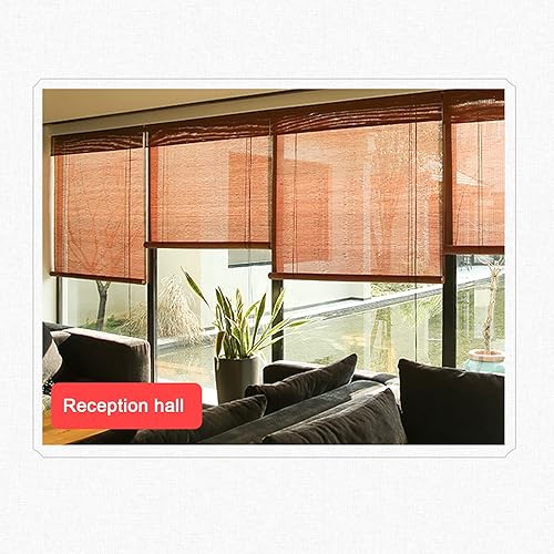 Miniatura 5 de Persianas enrollables de bambú para patio con elevador, ventana enrollable de bambú, para balcón, hotel, tetera, 21.7 x 51.2in