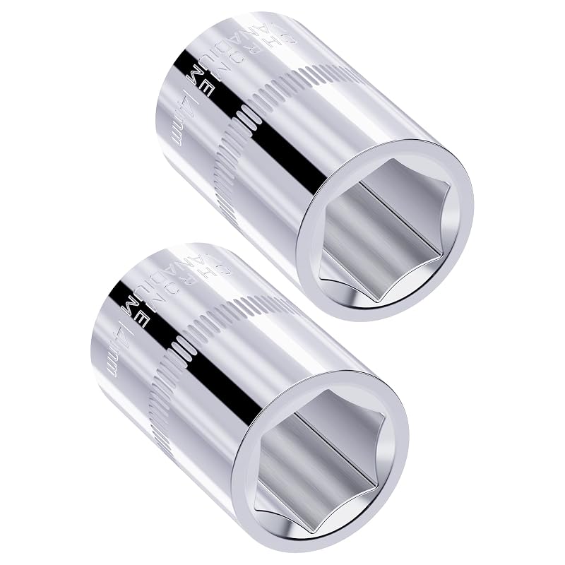 Jogo de Soquetes Rasos FOCMKEAS 14 mm, Acionamento de 6,35 mm (1/4 pol.), 6 Pontos, Comprimento de 25 mm (1 pol.), 2 Peças